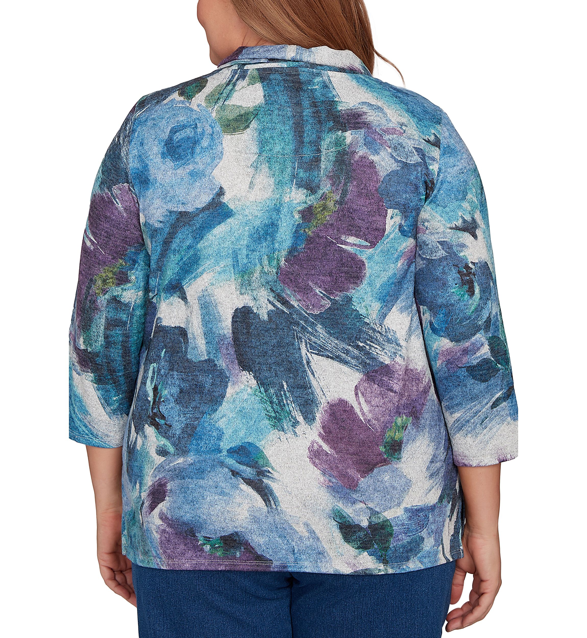 Plus Size Classics Brushstroke Floral Top 