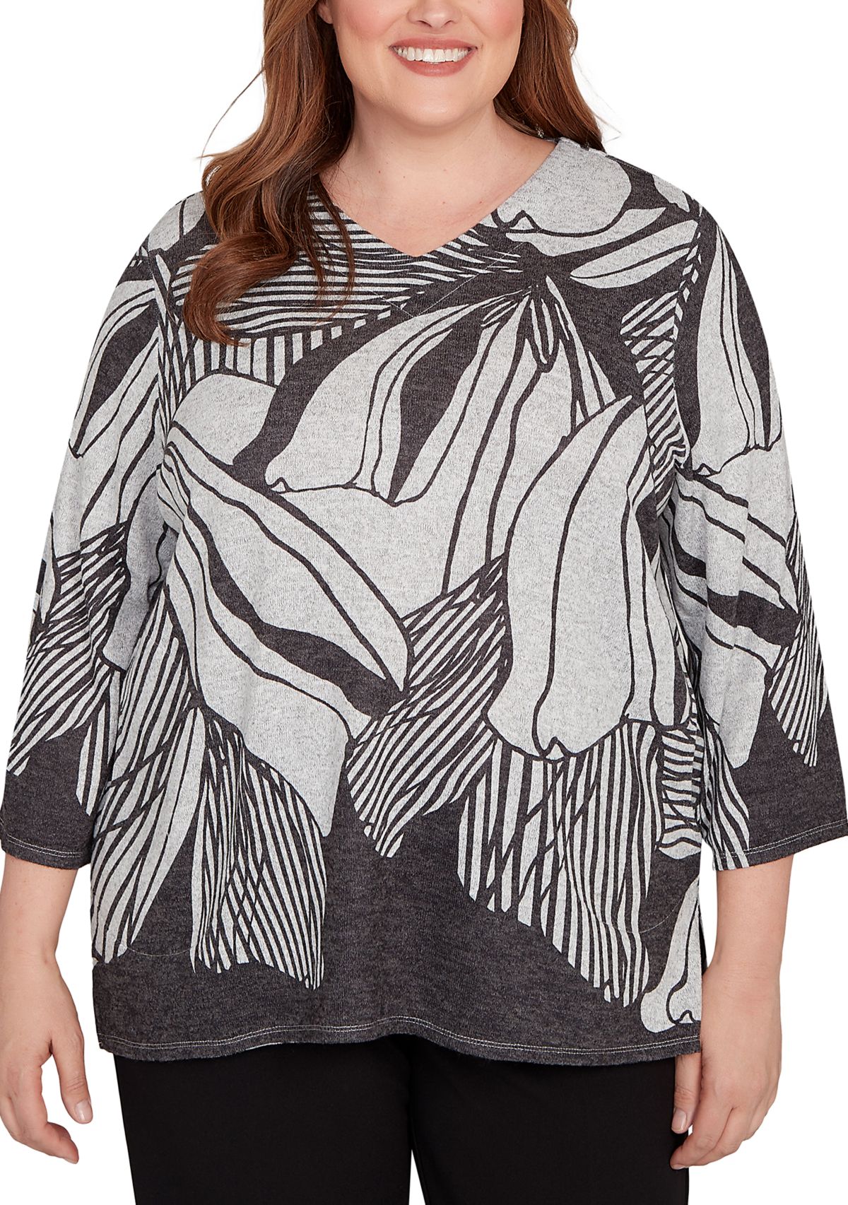 Plus Size Classics Stripe Floral Top 