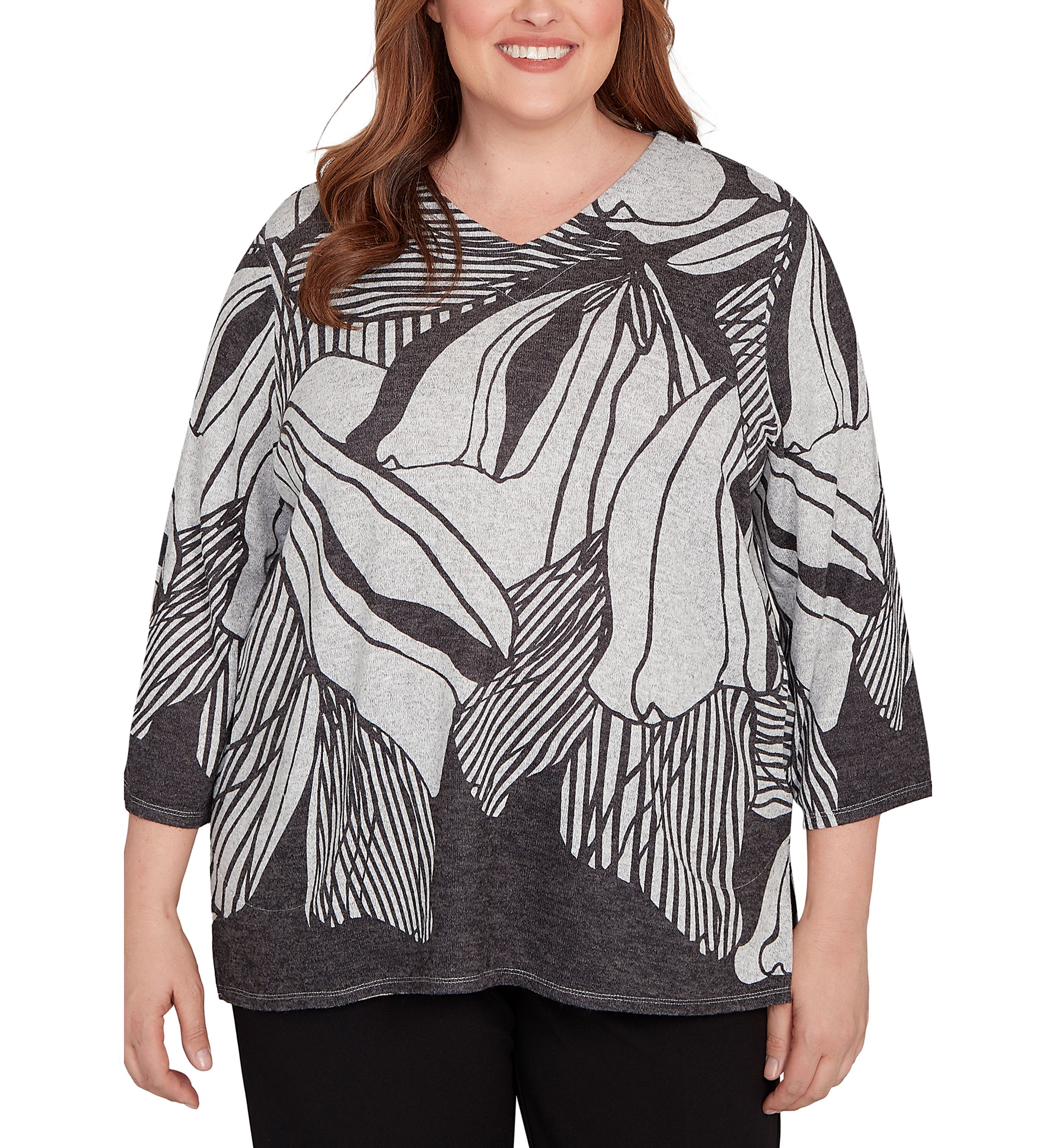 Plus Size Classics Stripe Floral Top 