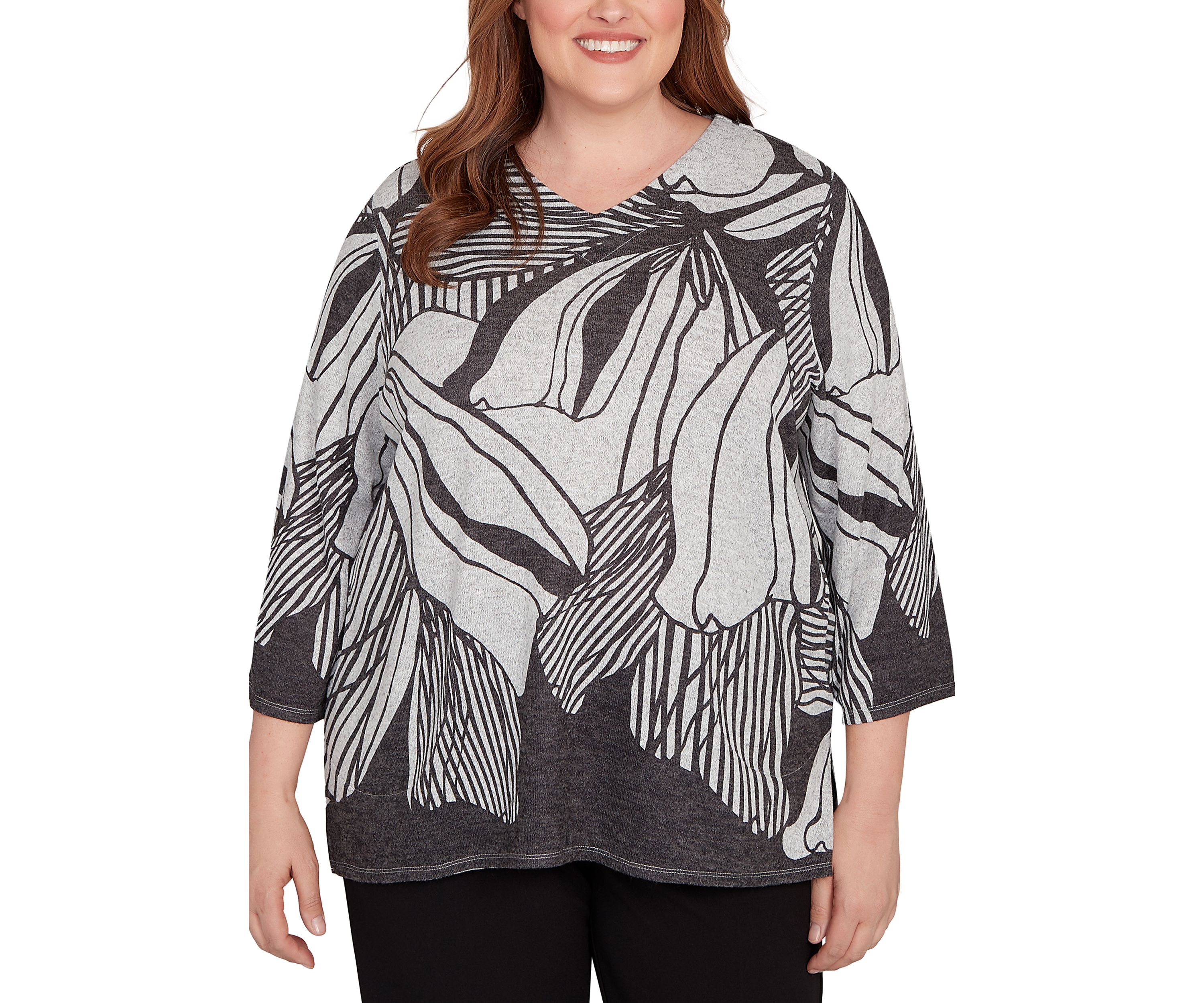 Plus Size Classics Stripe Floral Top 