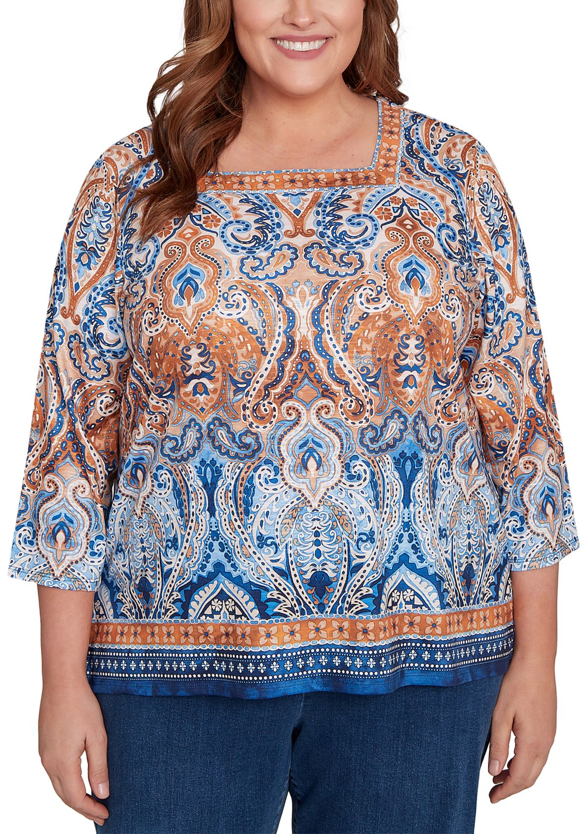 Plus Size Classics Border Medallion Top