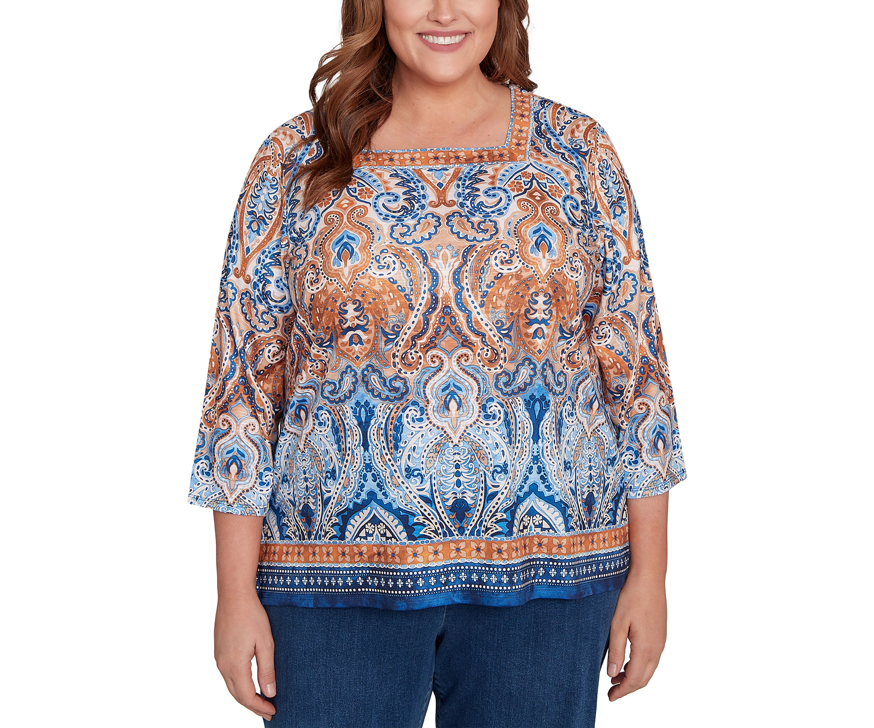 Plus Size Classics Border Medallion Top