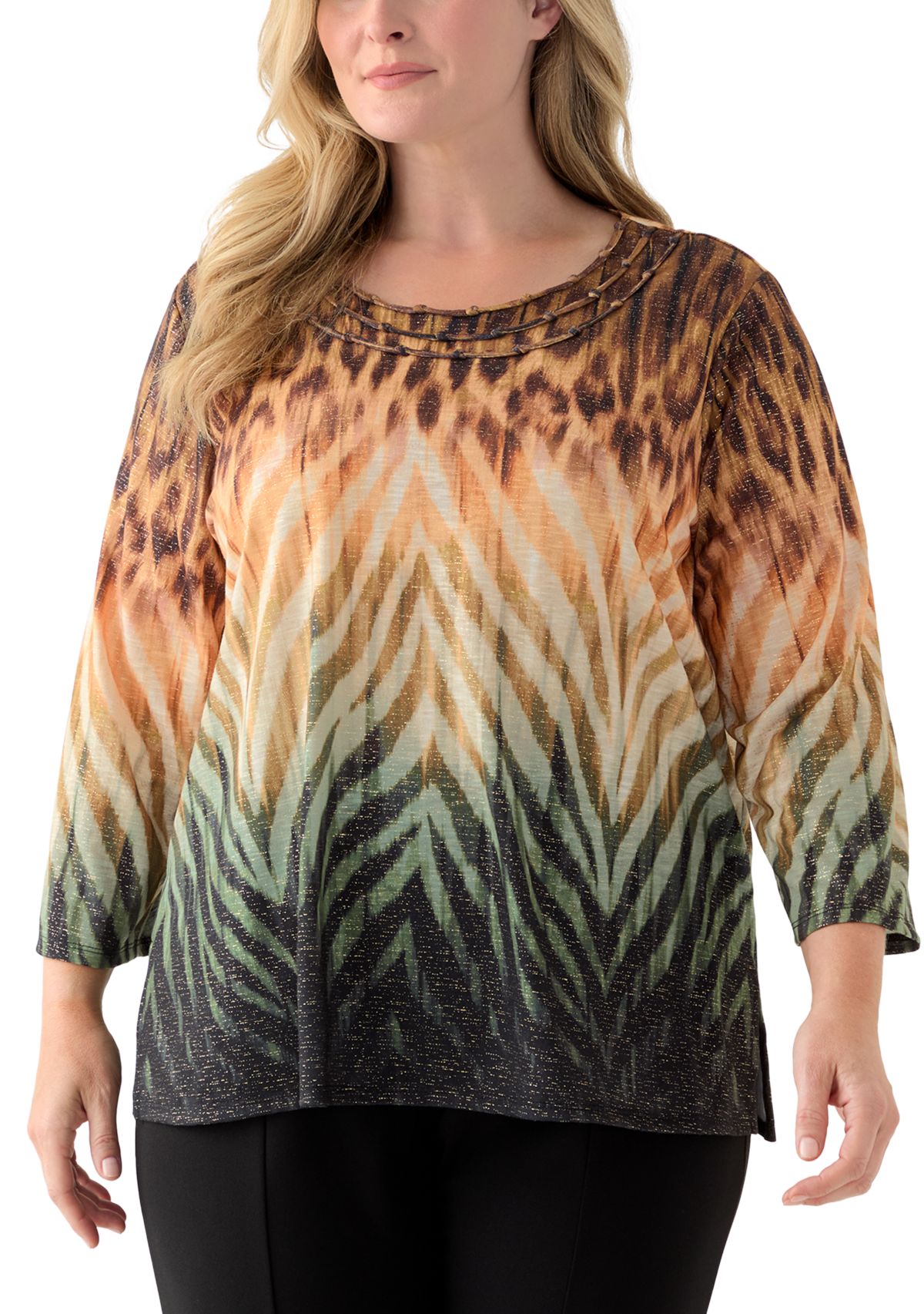 Plus Size Ombre Animal Knit Top