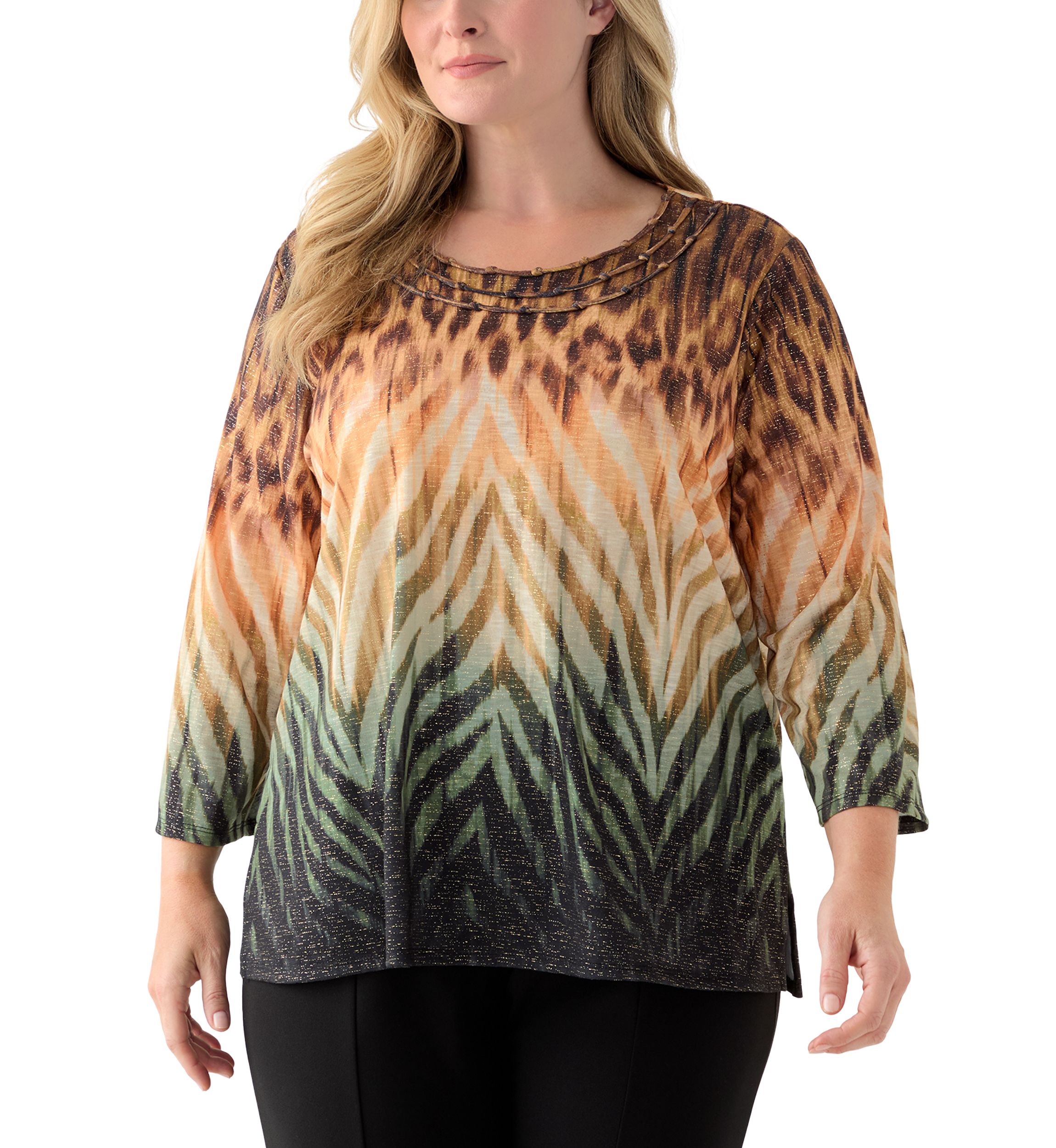Plus Size Ombre Animal Knit Top
