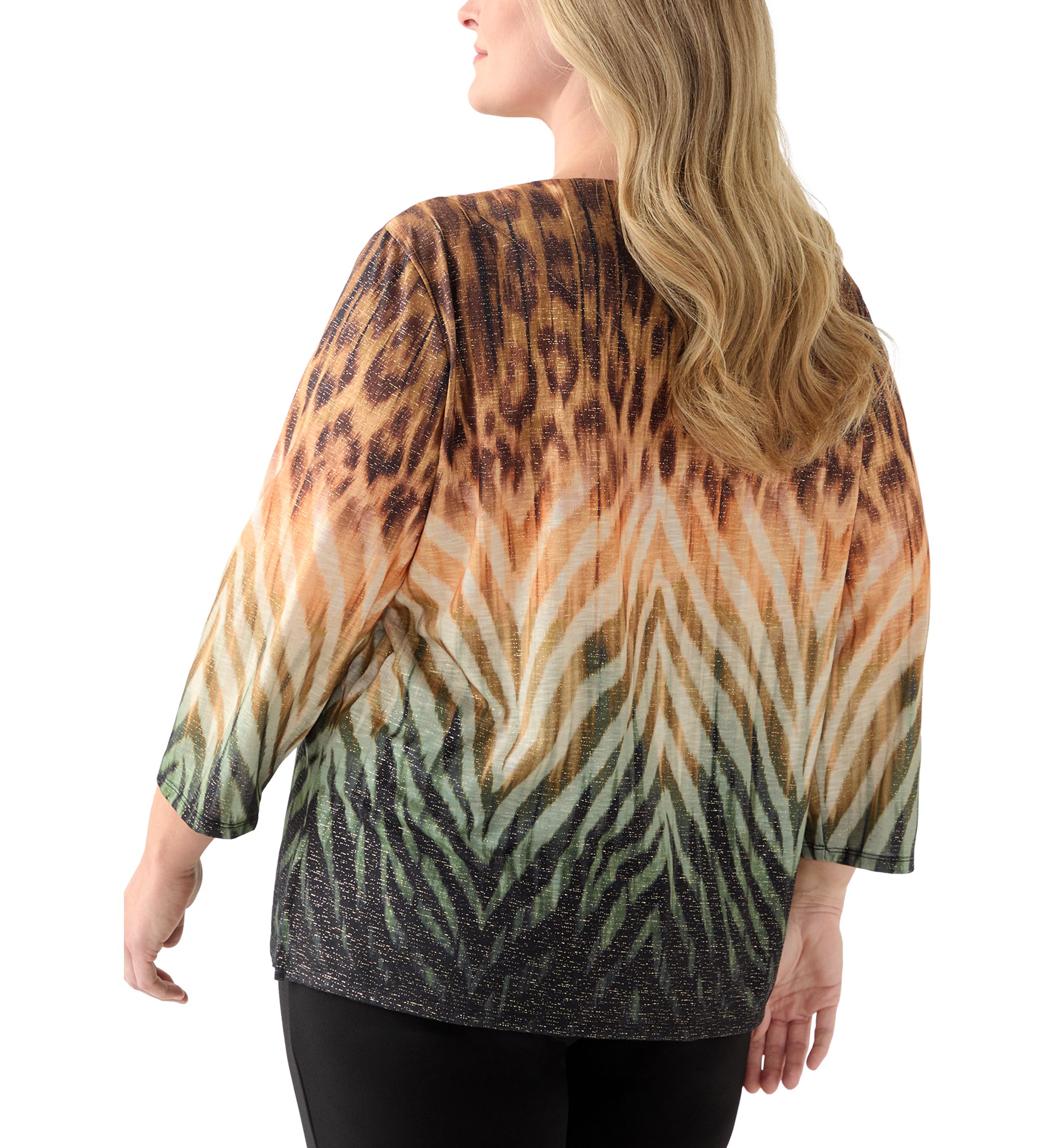 Plus Size Ombre Animal Knit Top