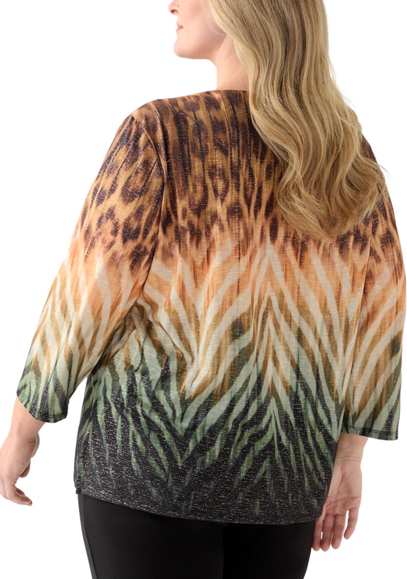 Plus Size Ombre Animal Knit Top