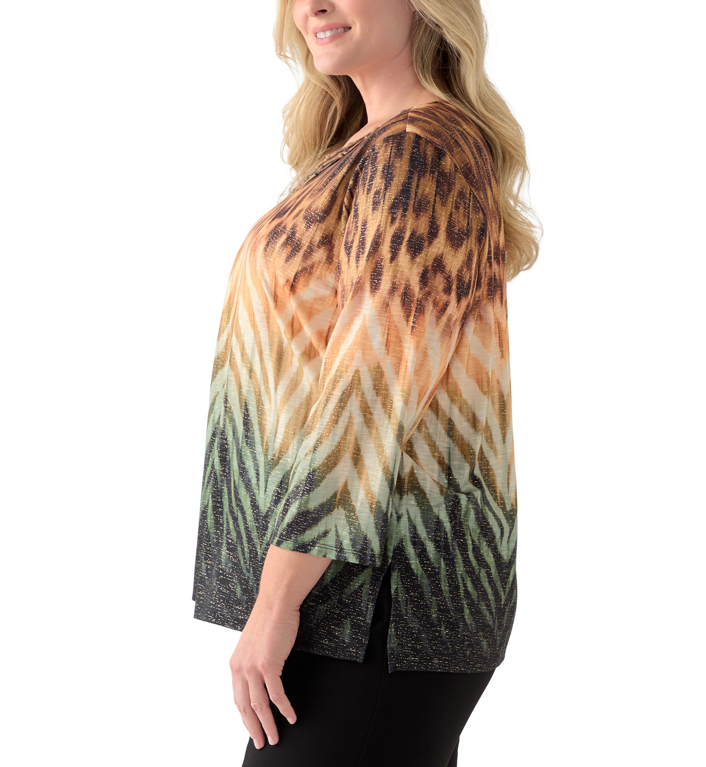 Plus Size Ombre Animal Knit Top