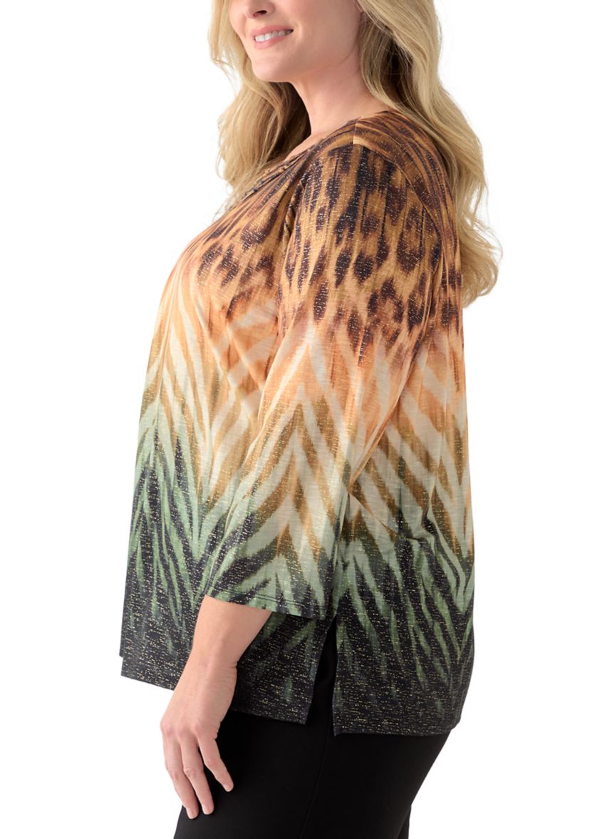Plus Size Ombre Animal Knit Top
