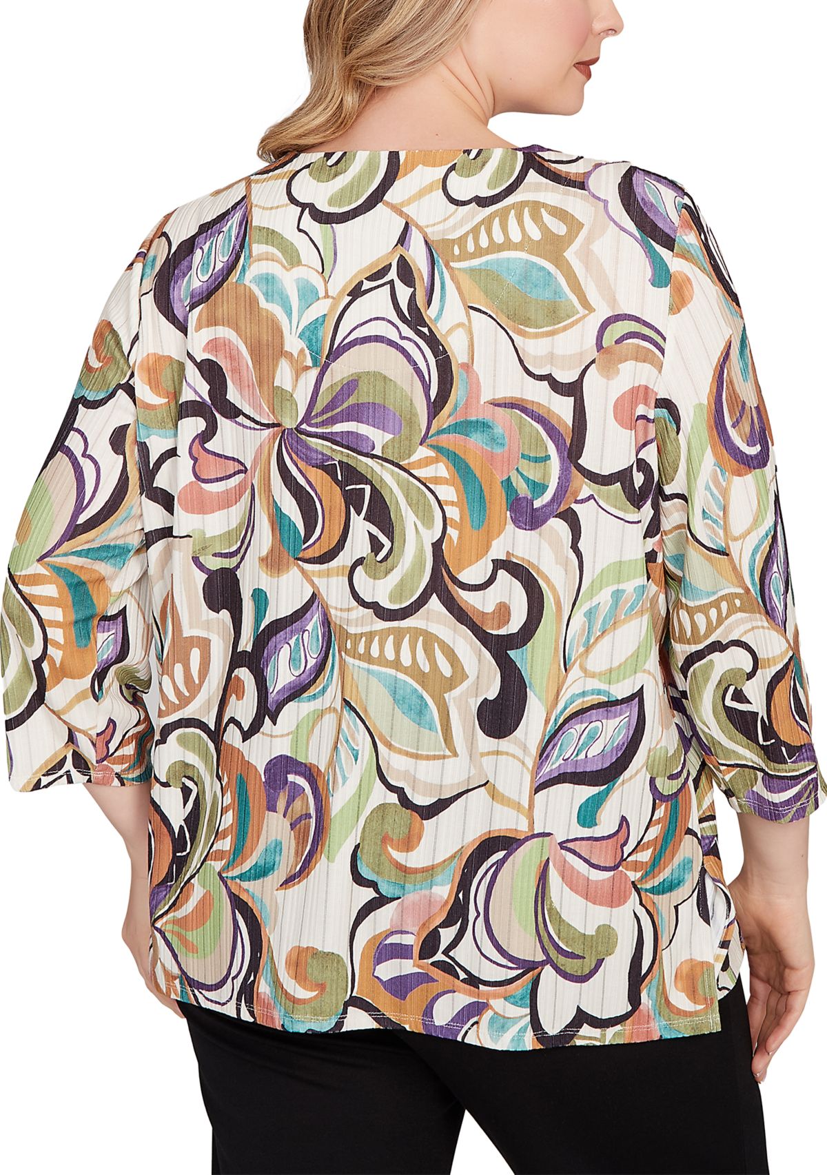 Plus Size Classics Abstract Scroll Top
