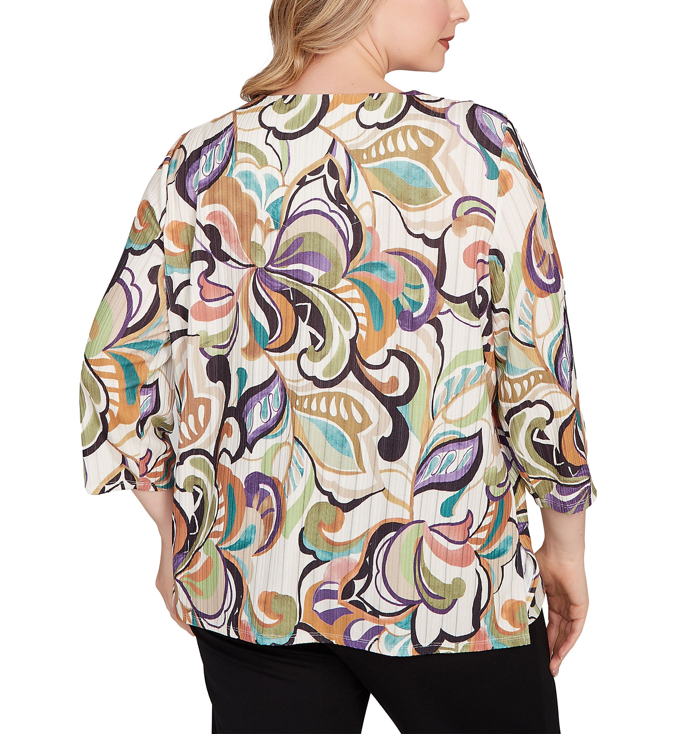 Plus Size Classics Abstract Scroll Top