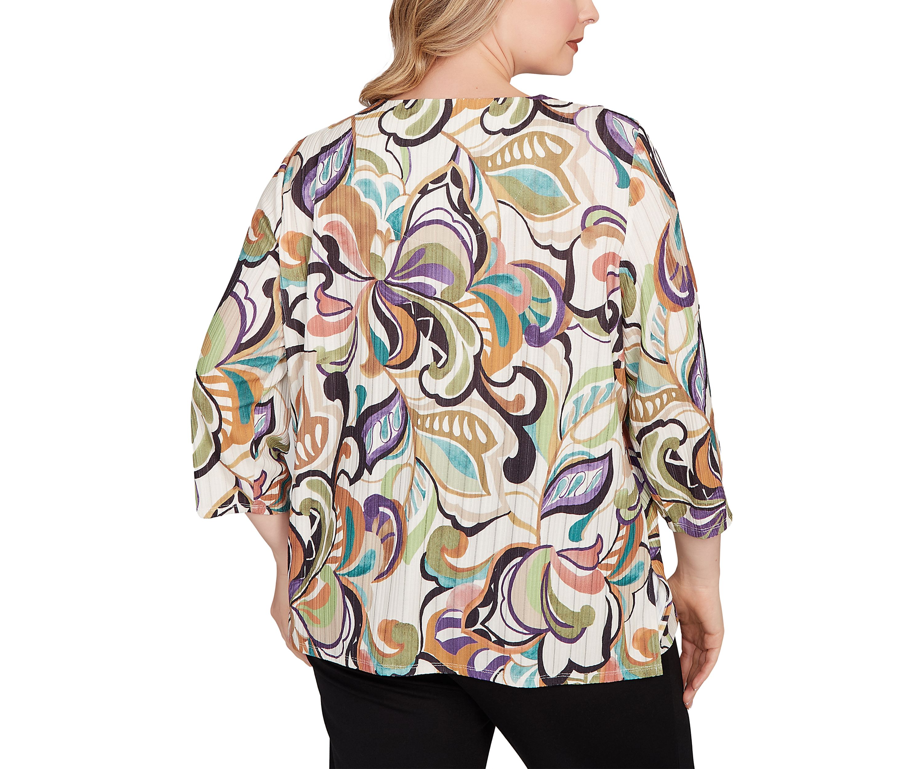 Plus Size Classics Abstract Scroll Top