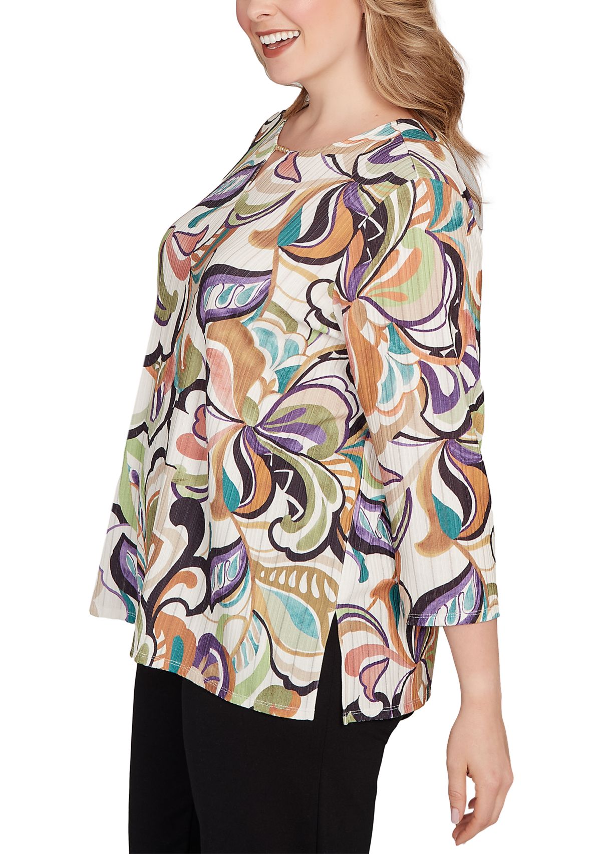 Plus Size Classics Abstract Scroll Top