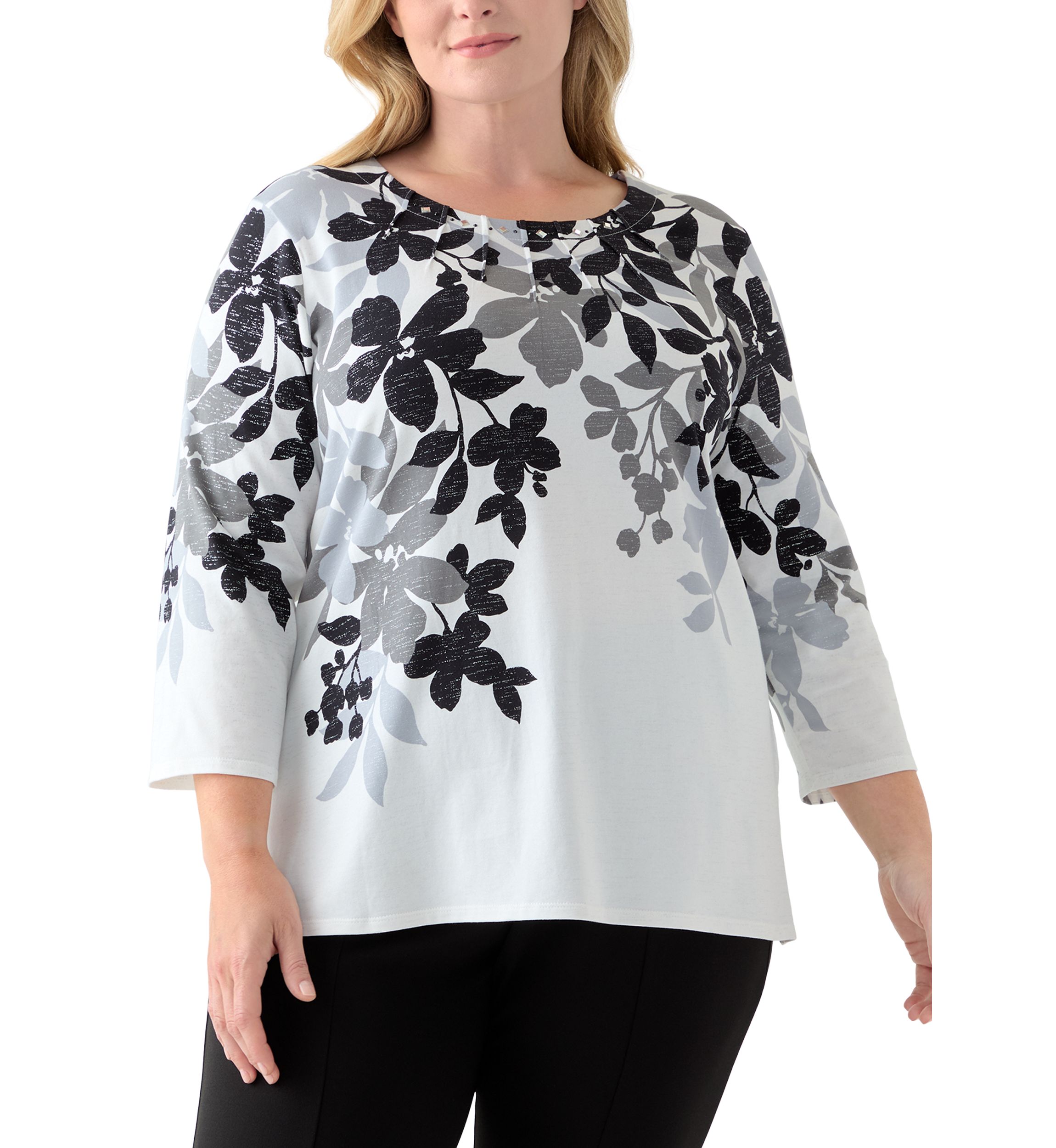 Plus Size Classics Shadow Leaf Top