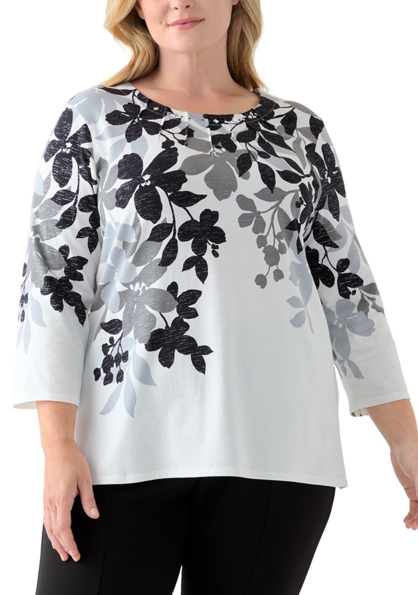 Plus Size Classics Shadow Leaf Top