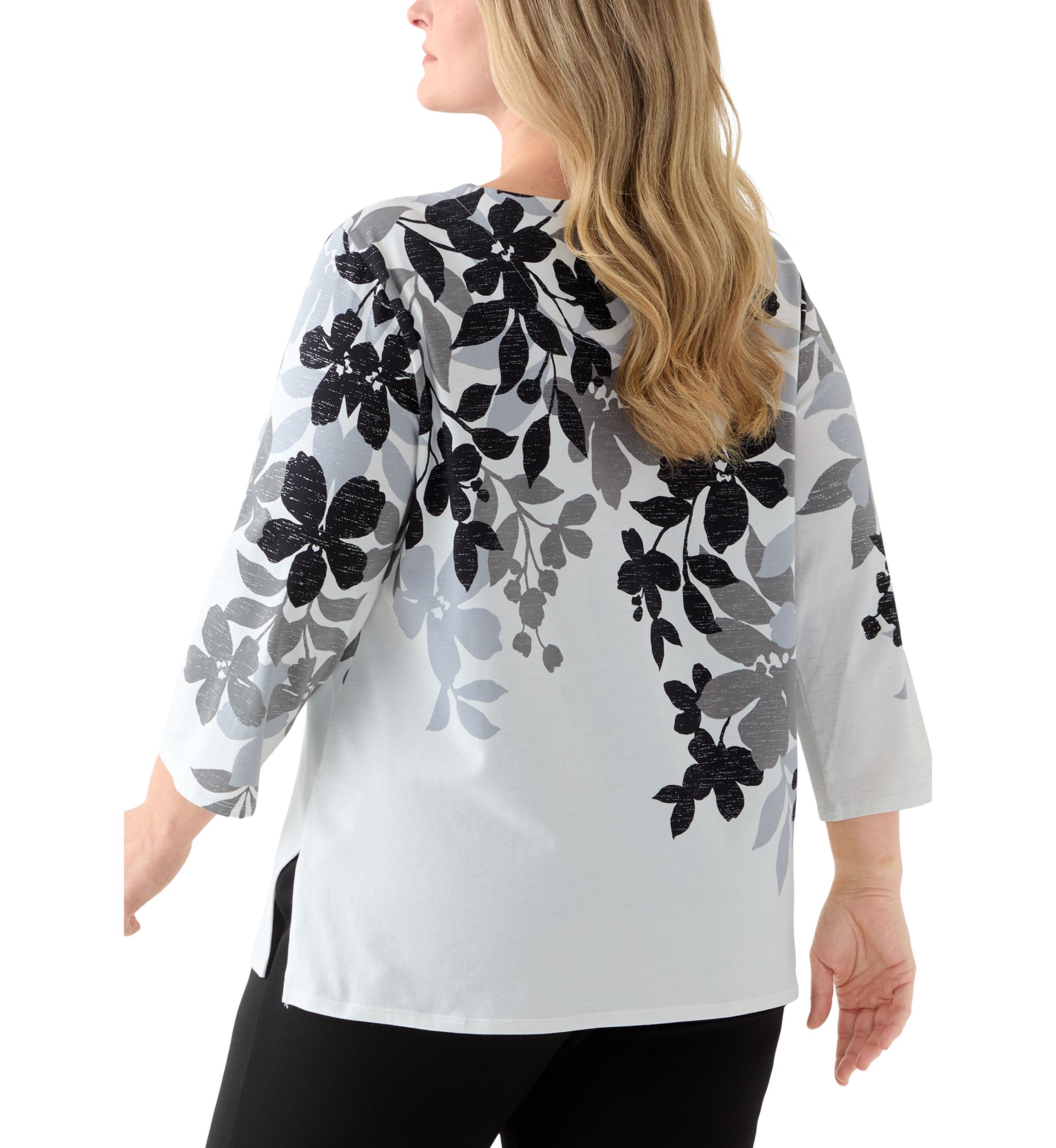 Plus Size Classics Shadow Leaf Top