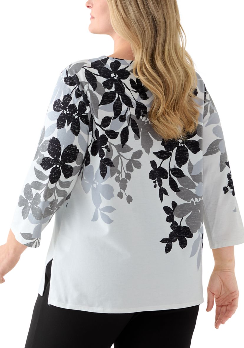 Plus Size Classics Shadow Leaf Top