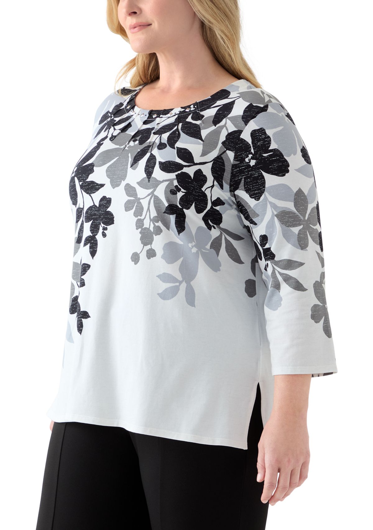 Plus Size Classics Shadow Leaf Top