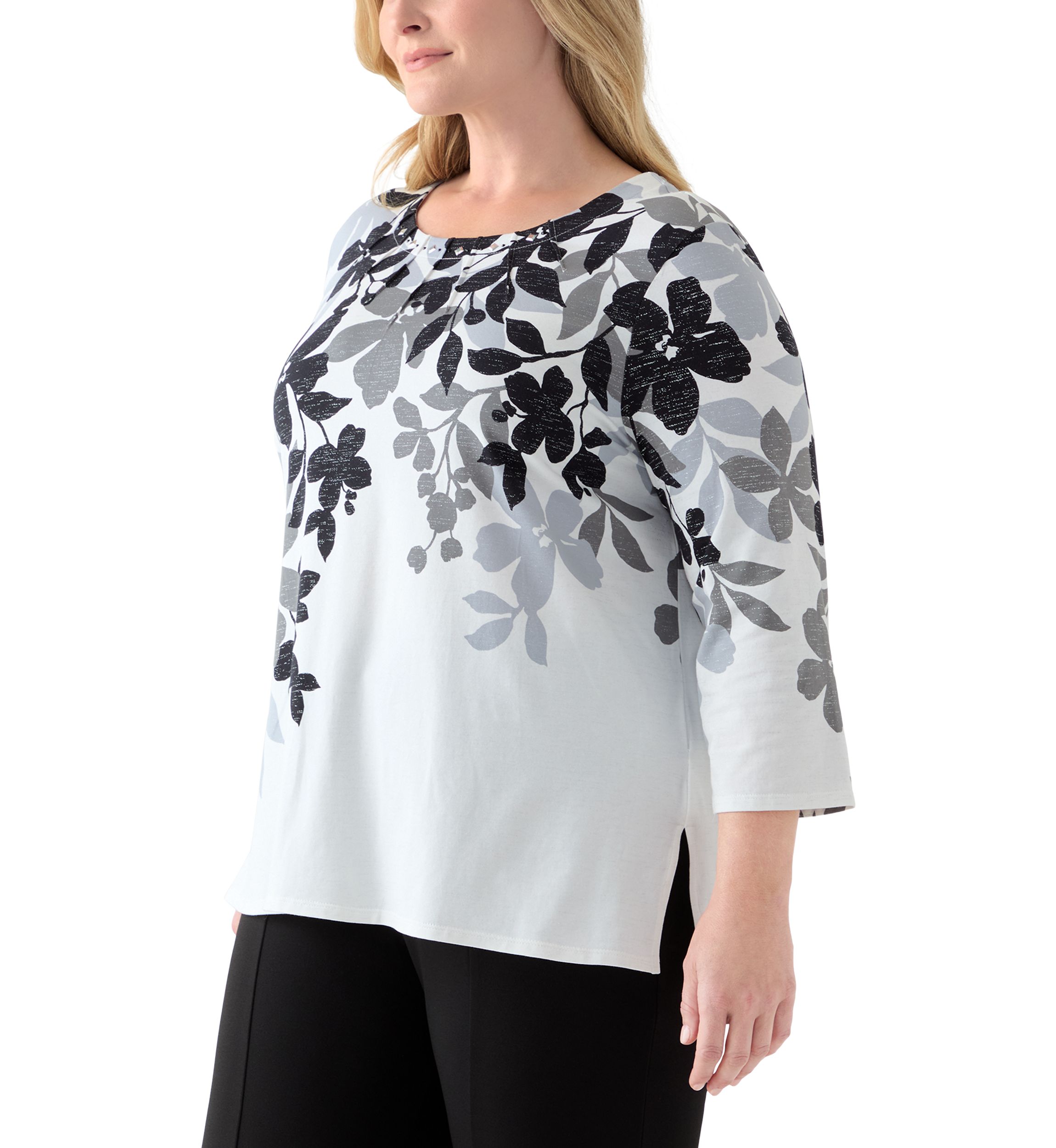 Plus Size Classics Shadow Leaf Top