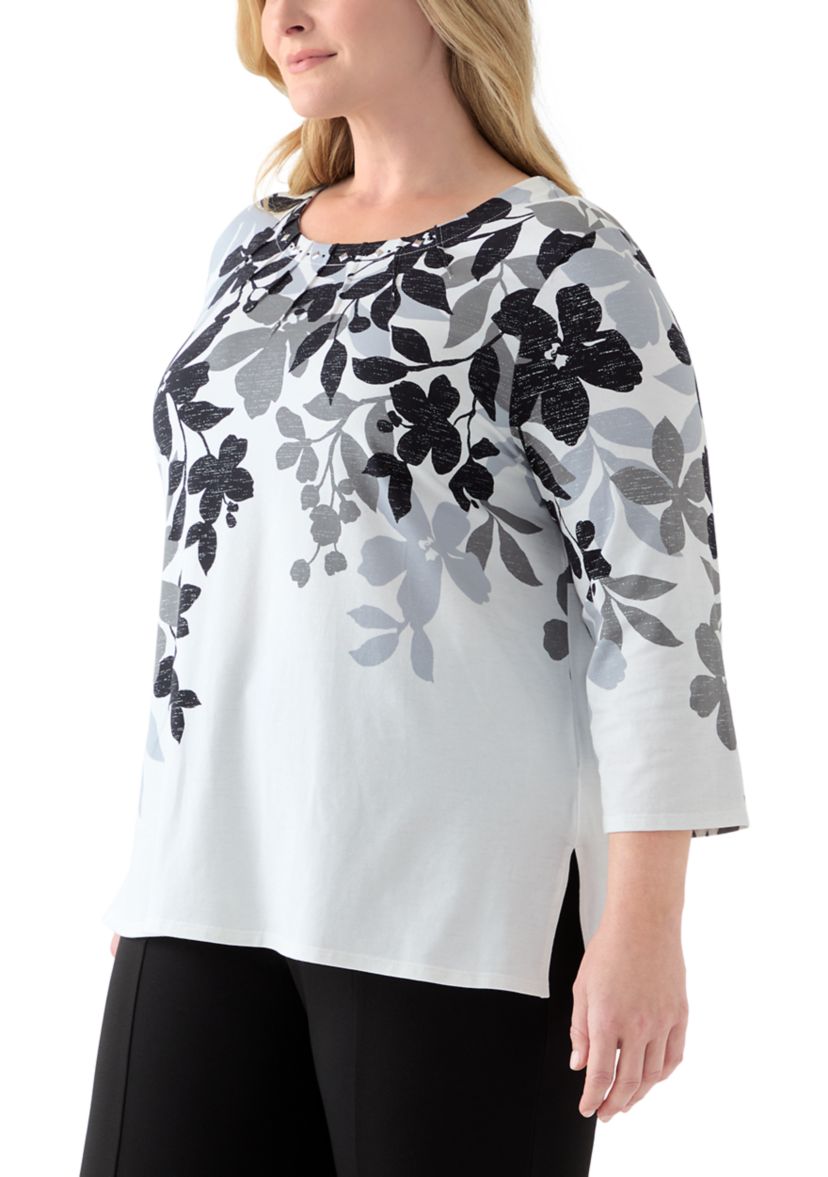 Plus Size Classics Shadow Leaf Top