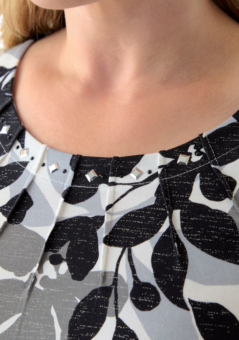 Plus Size Classics Shadow Leaf Top