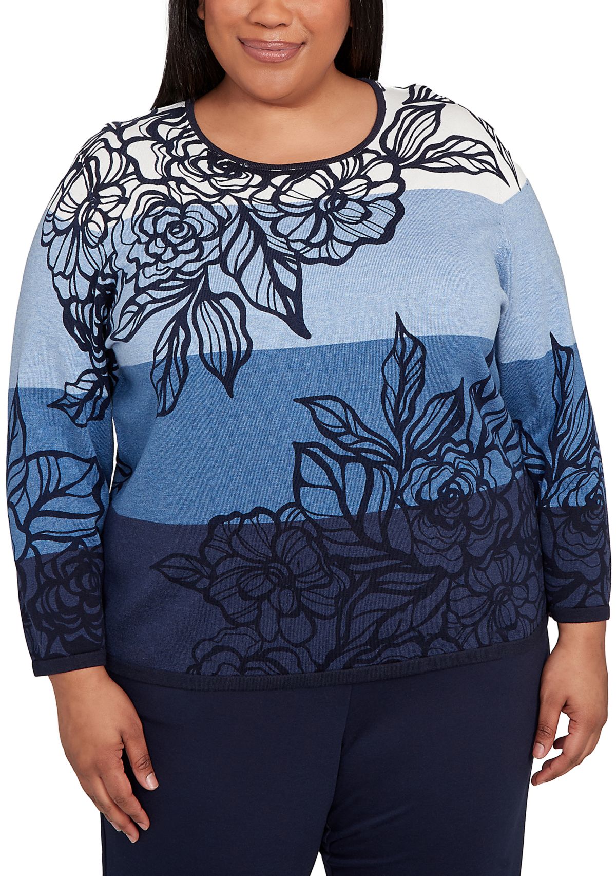 Plus Size Ombre Floral Sweater