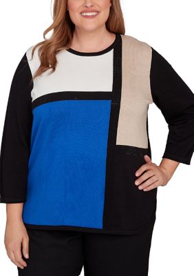 Alfred Dunner Women's Plus Size Classic Colorblock Sweater, 3X