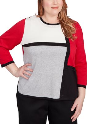 Alfred Dunner Women's Plus Size Classic Colorblock Sweater