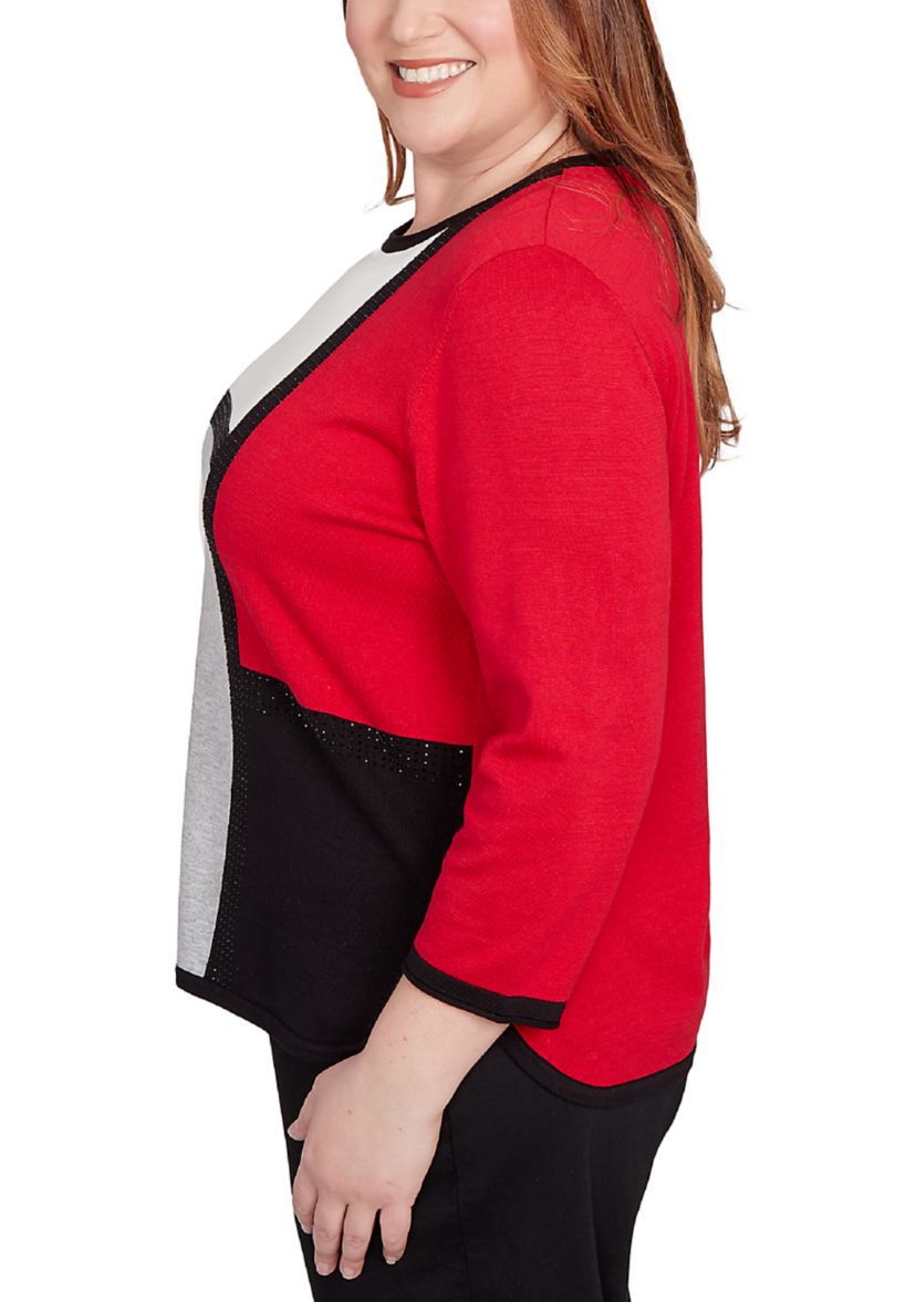Plus Size Classic Colorblock Sweater