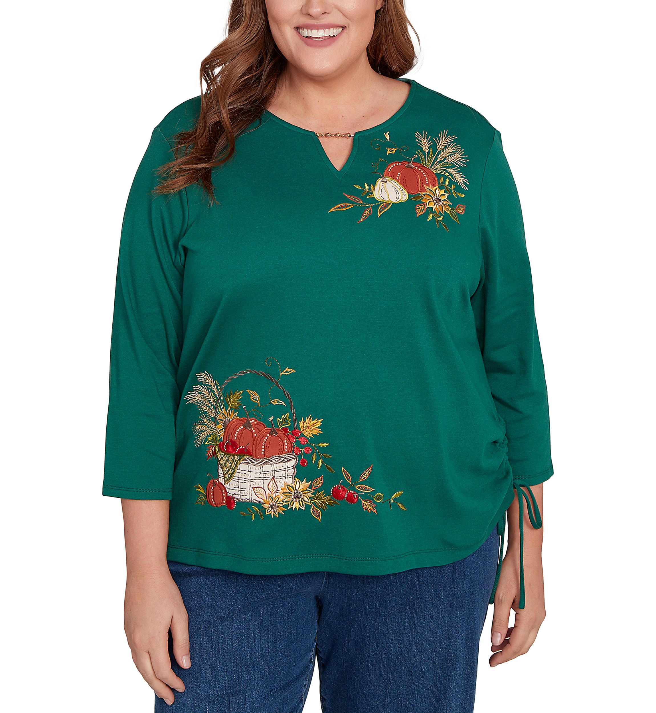 Plus Size Classics Asymmetric Pumpkins Top