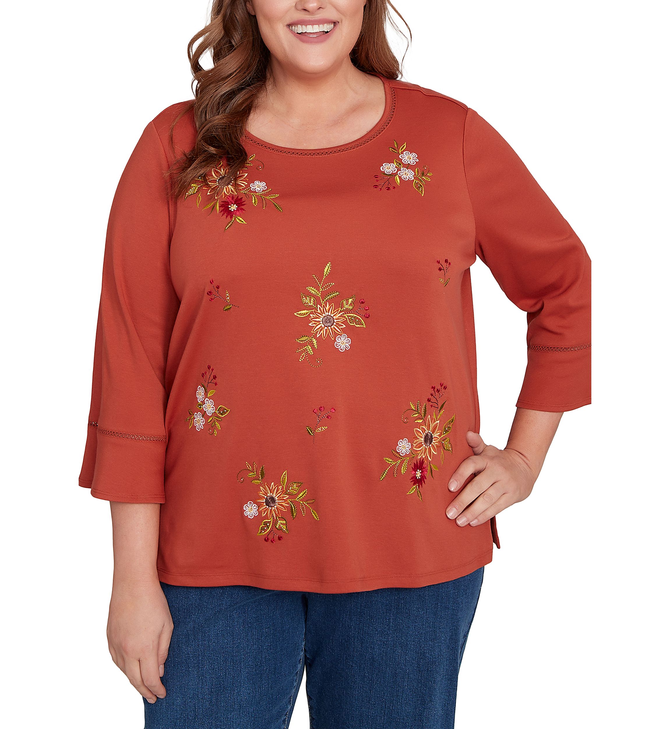 Plus Size Classics Tossed Flowers Top