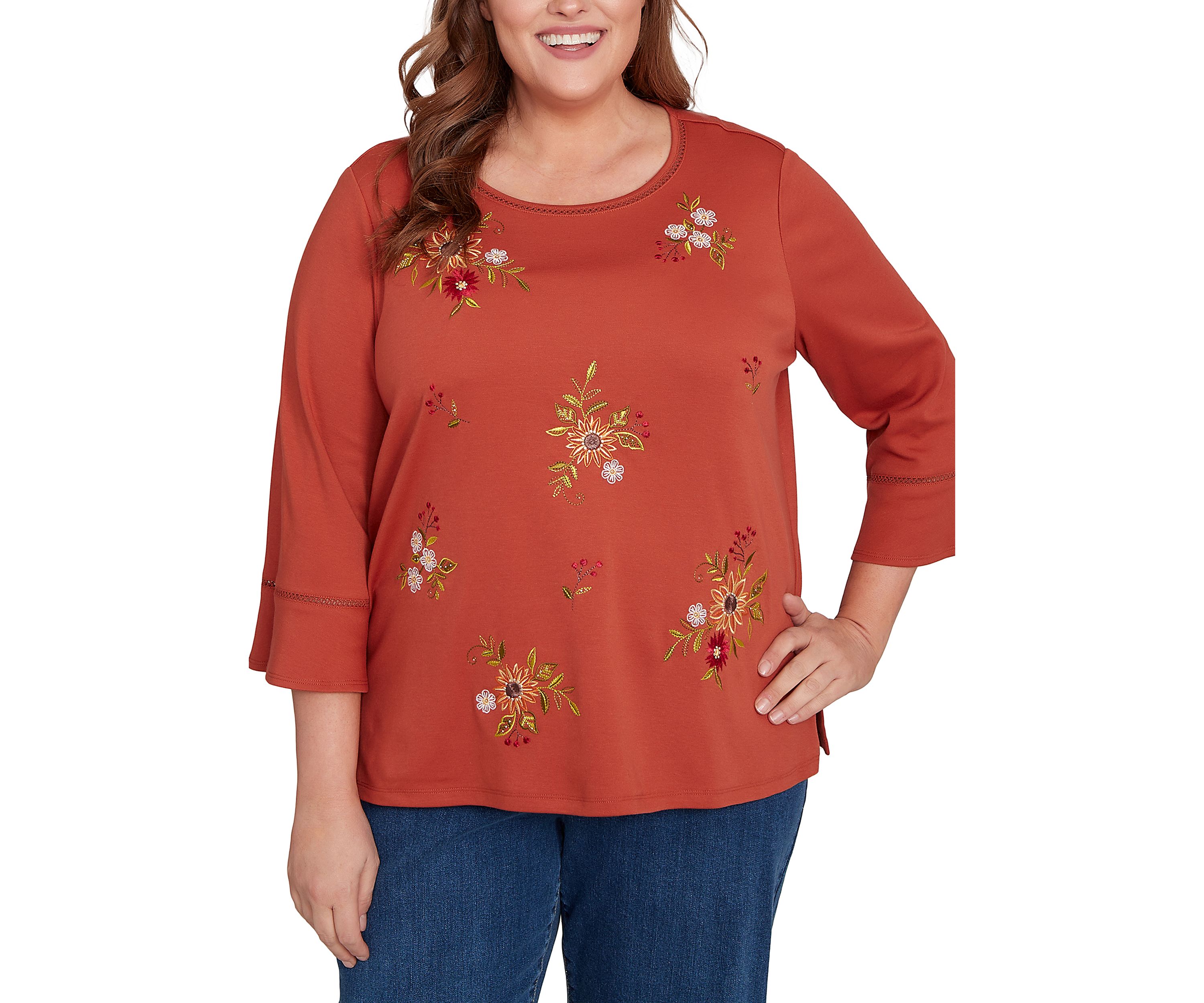 Plus Size Classics Tossed Flowers Top