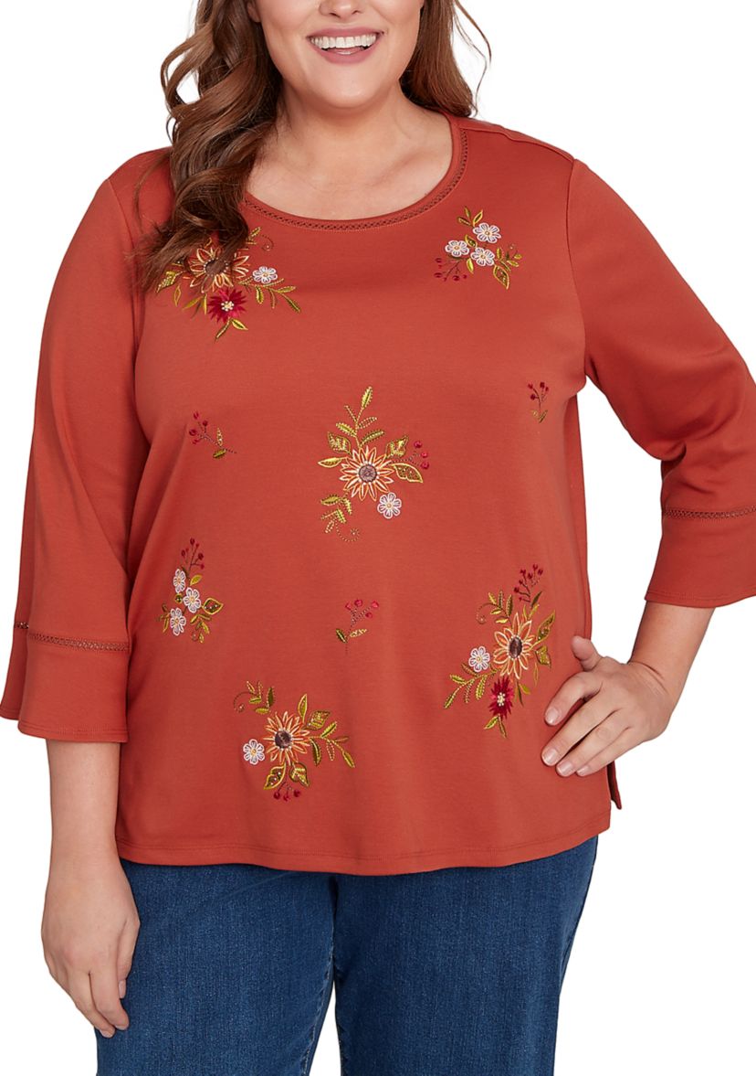 Plus Size Classics Tossed Flowers Top