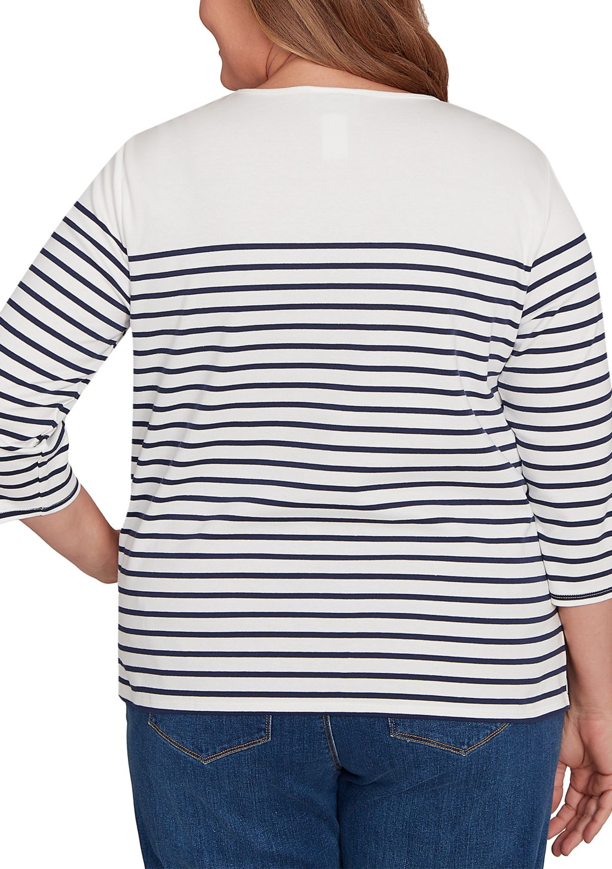 Plus Size Classics Sunflowers Yoke Stripe Top