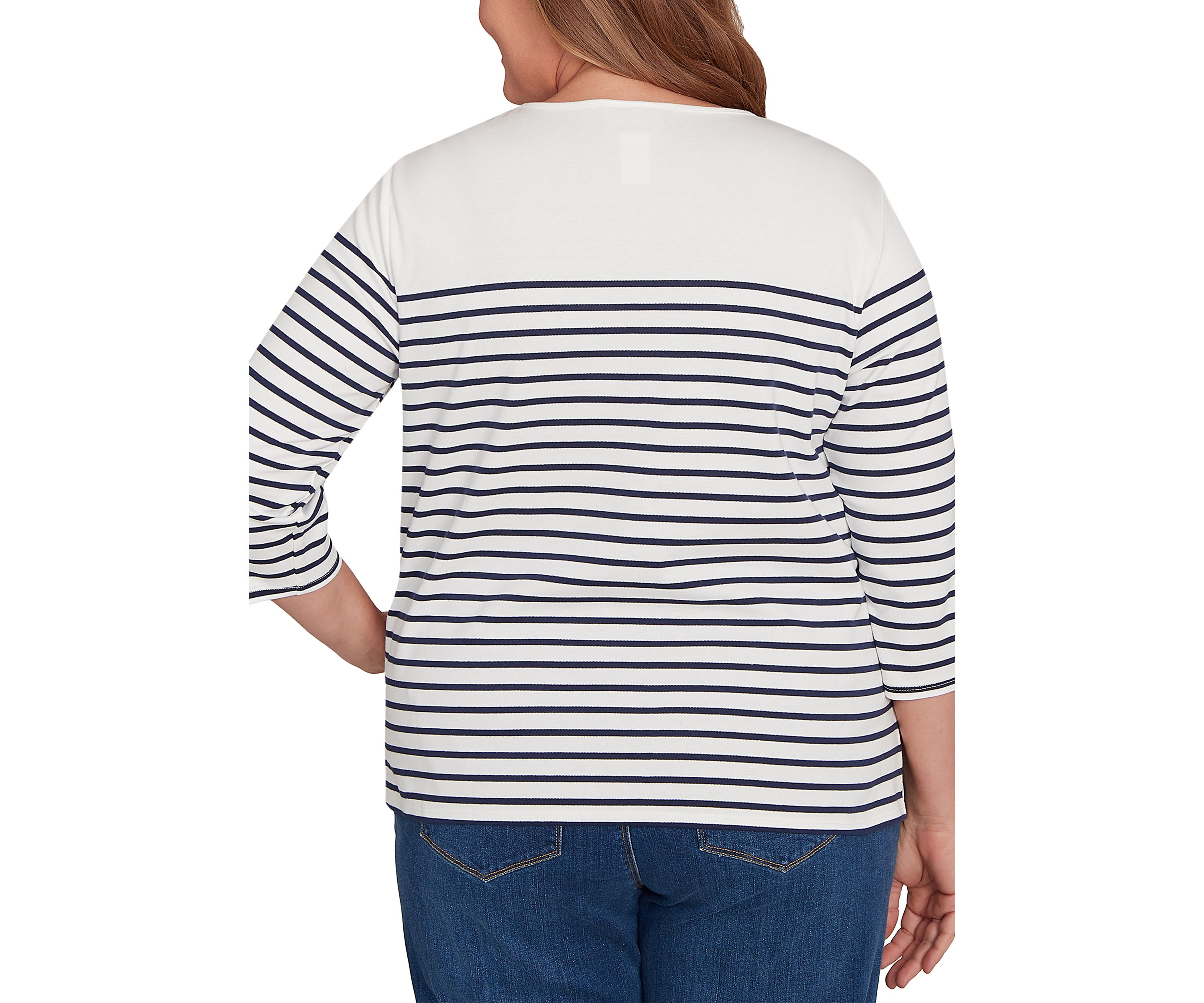 Plus Size Classics Sunflowers Yoke Stripe Top