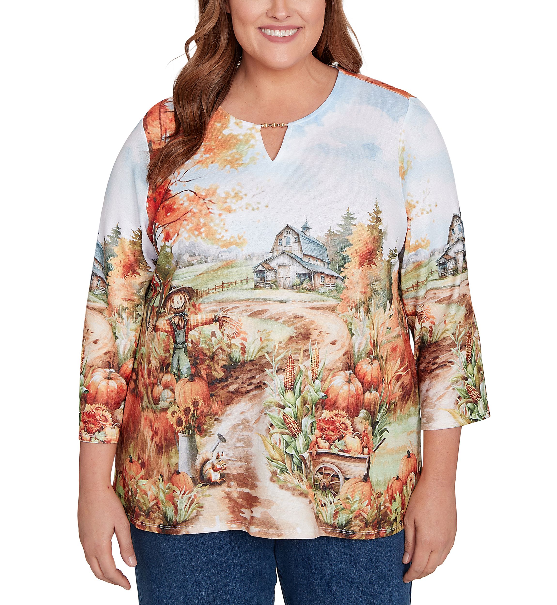 Plus Size Classics Farm Landscape Top 