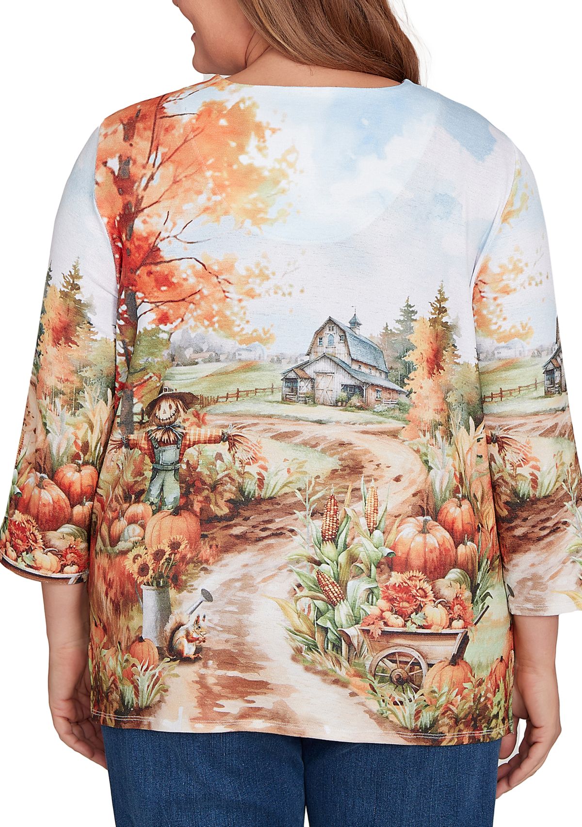 Plus Size Classics Farm Landscape Top 