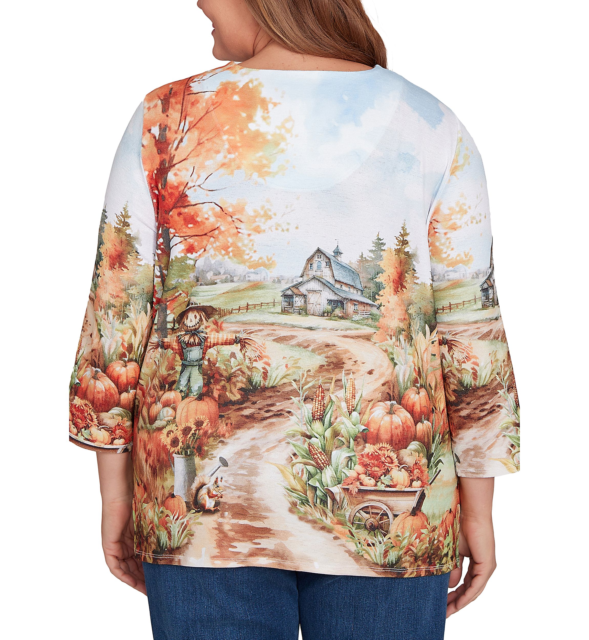 Plus Size Classics Farm Landscape Top 