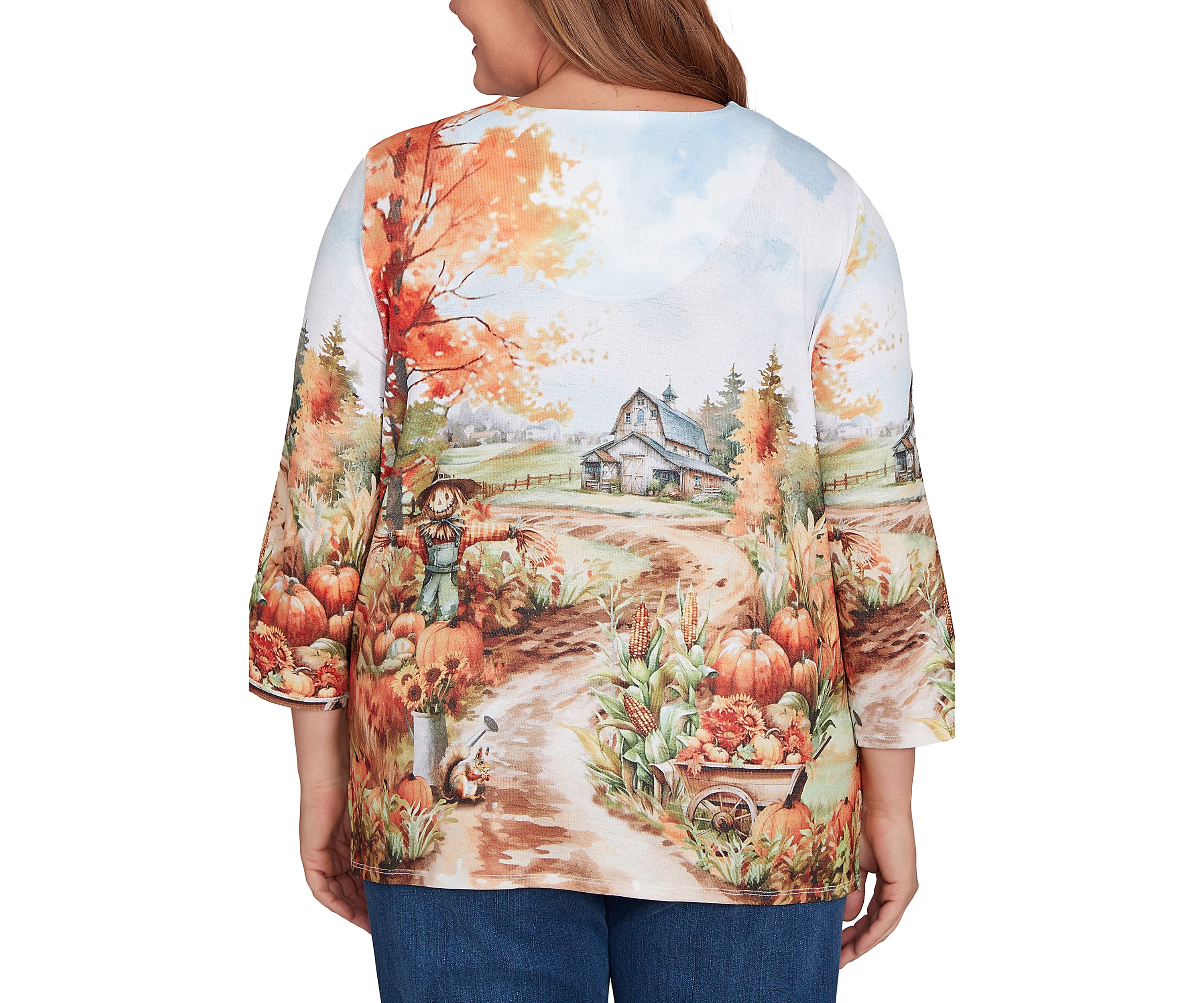 Plus Size Classics Farm Landscape Top 