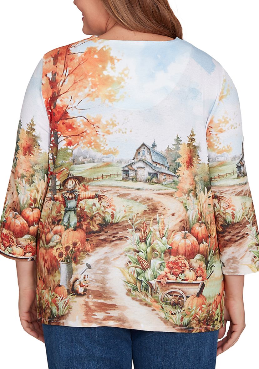 Plus Size Classics Farm Landscape Top 