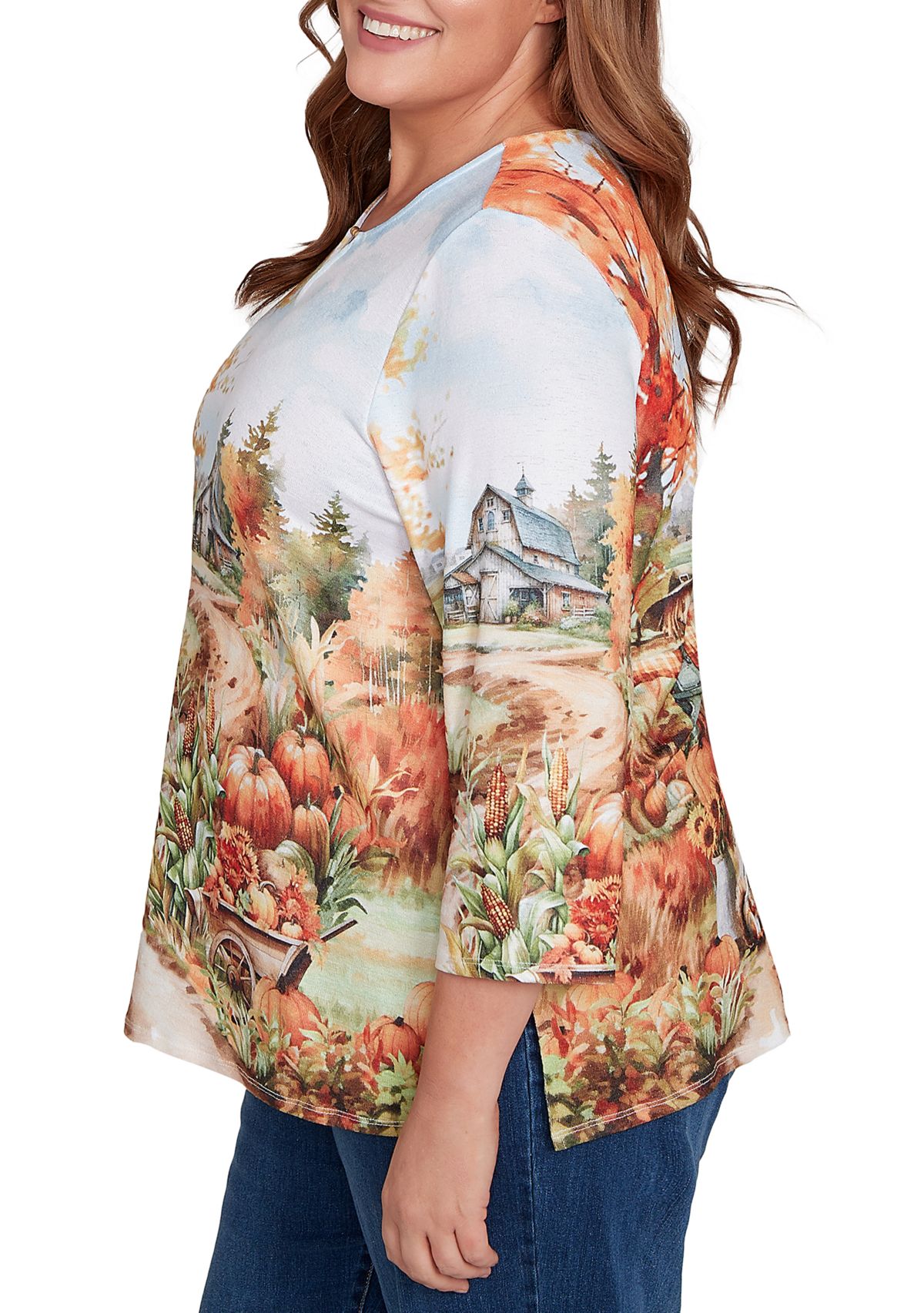 Plus Size Classics Farm Landscape Top 