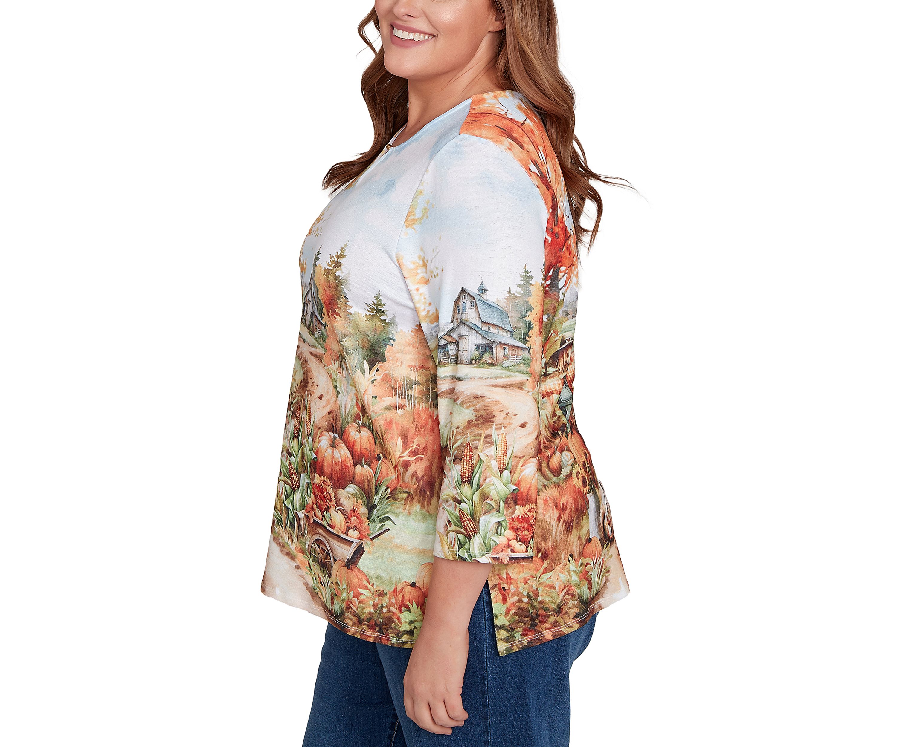 Plus Size Classics Farm Landscape Top 