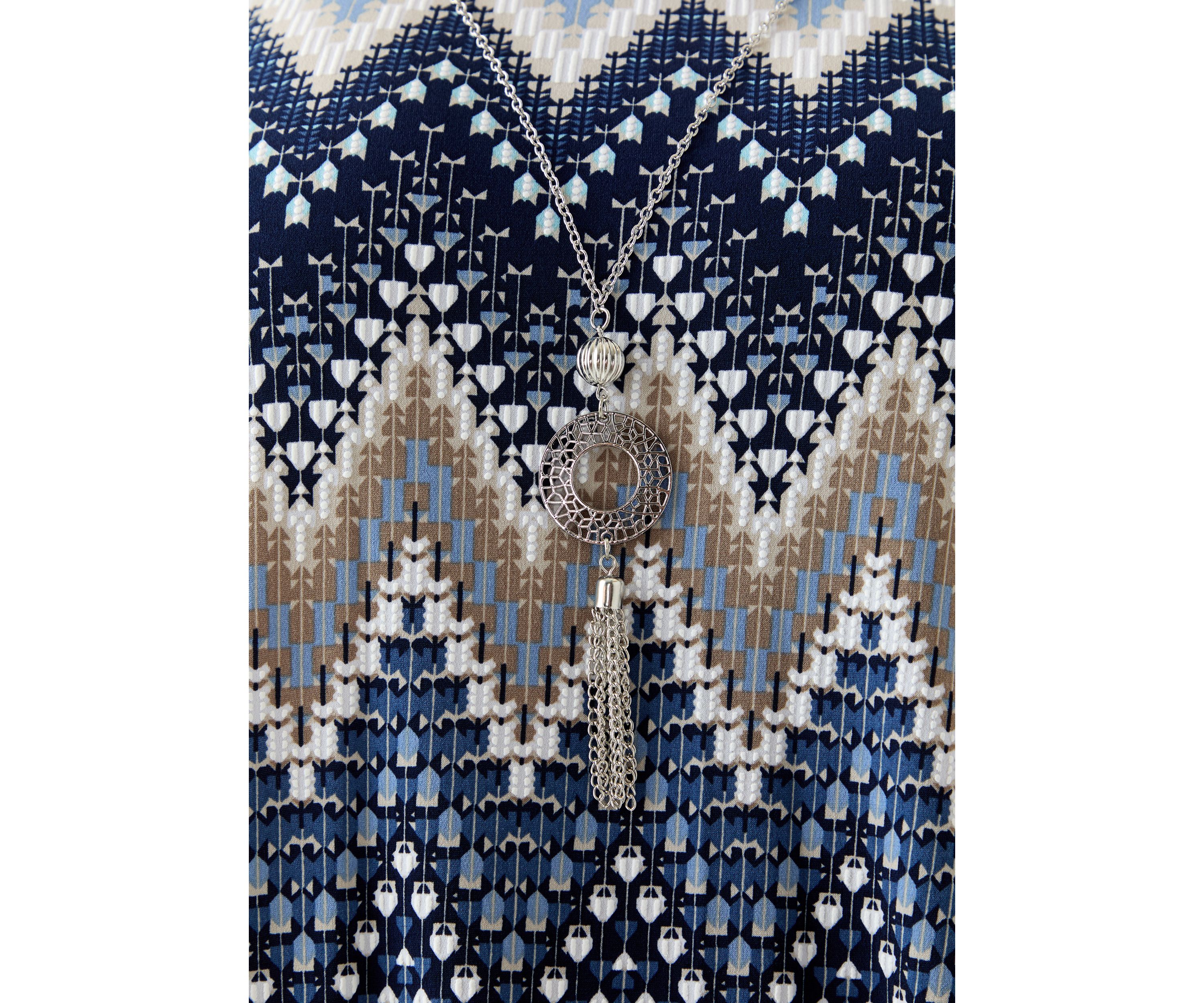 Plus Size 3/4 Puff Chevron Top with Detachable Necklace