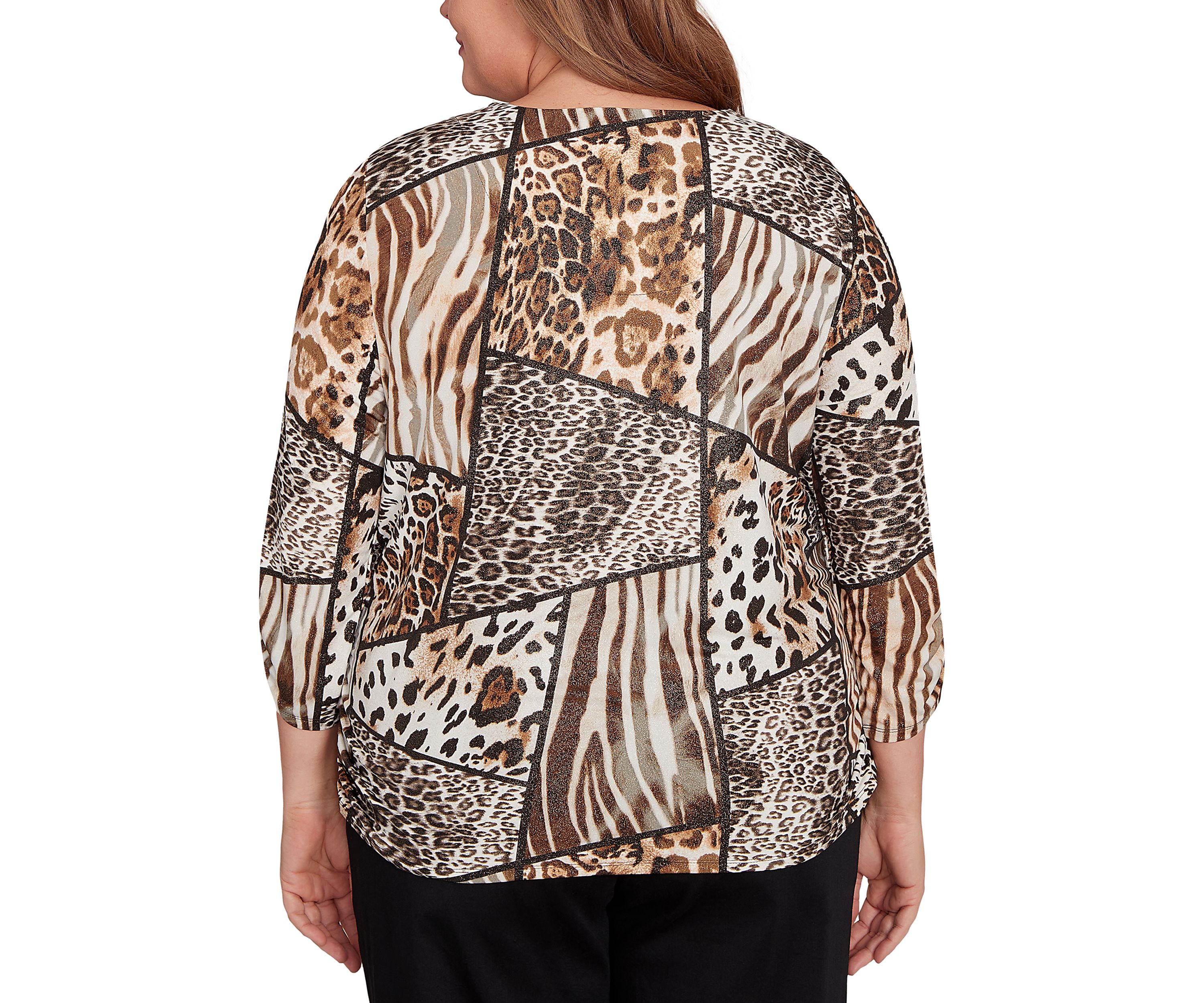 Plus Size Puff Animal Print Top 