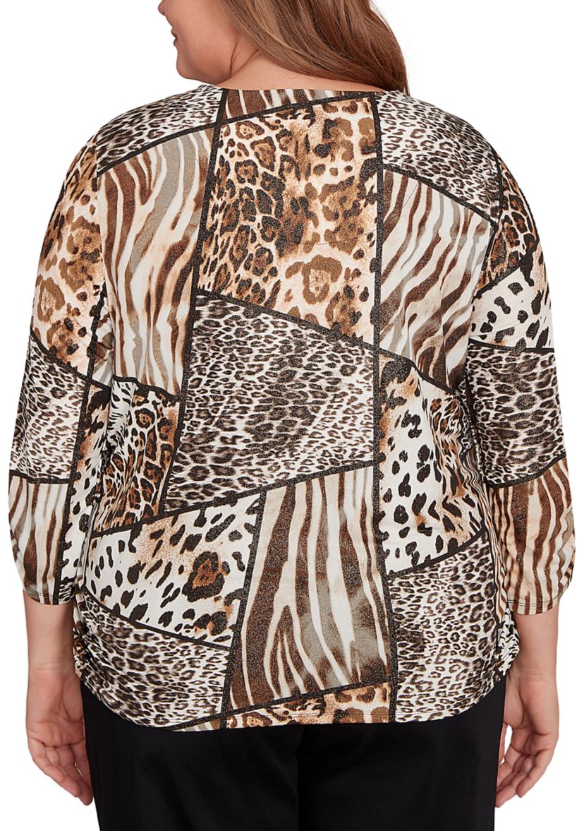 Plus Size Puff Animal Print Top 