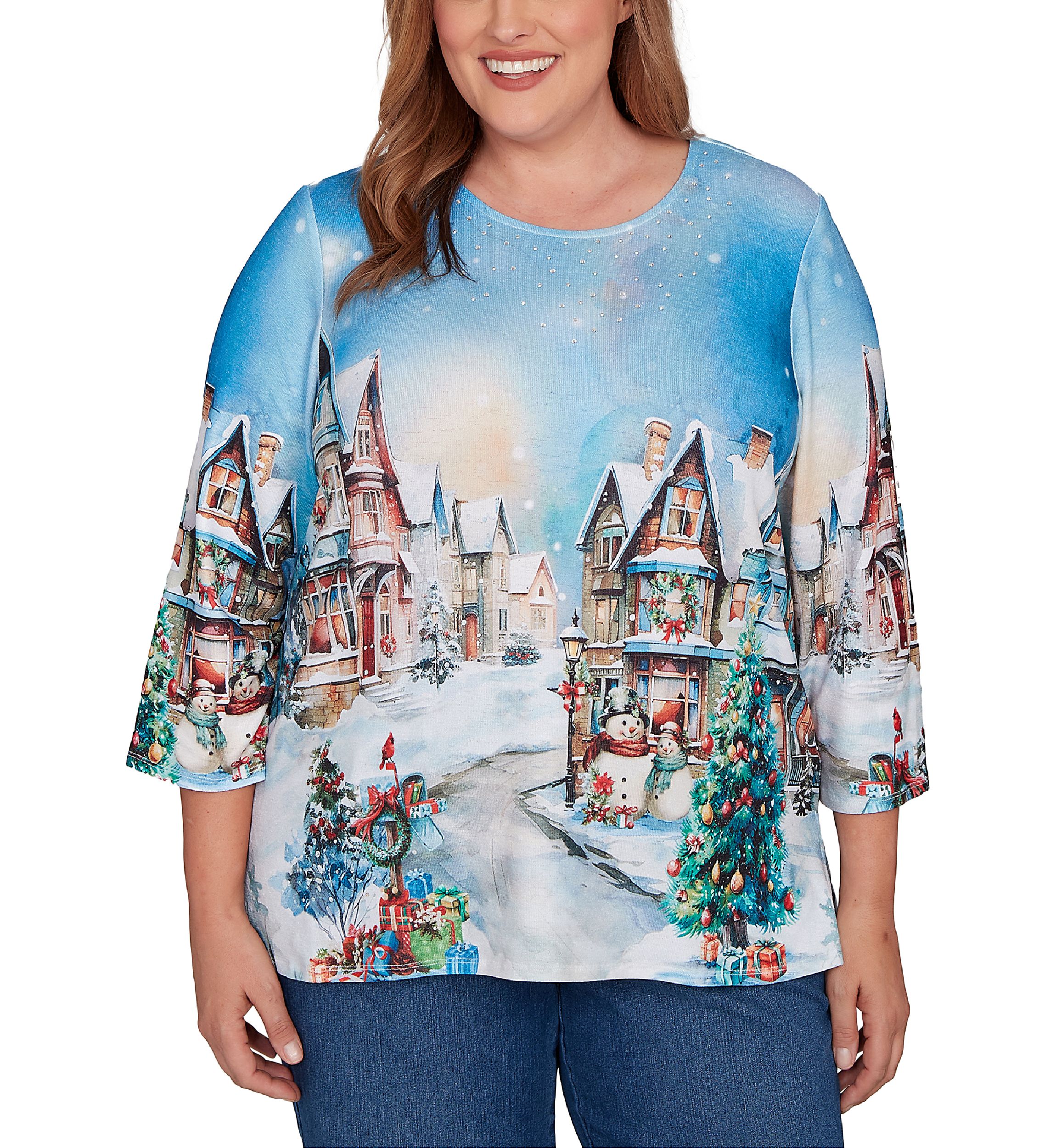 Plus Size Classics Village Scene T-Shirt 