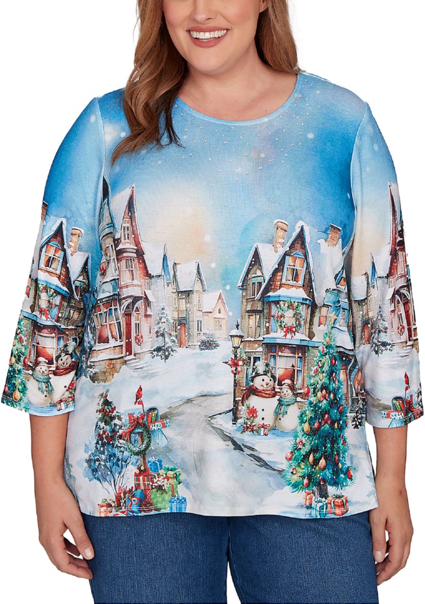 Plus Size Classics Village Scene T-Shirt 