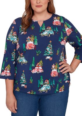 Alfred Dunner Women's Plus Size Classics_F5 Car & Christmas Tree