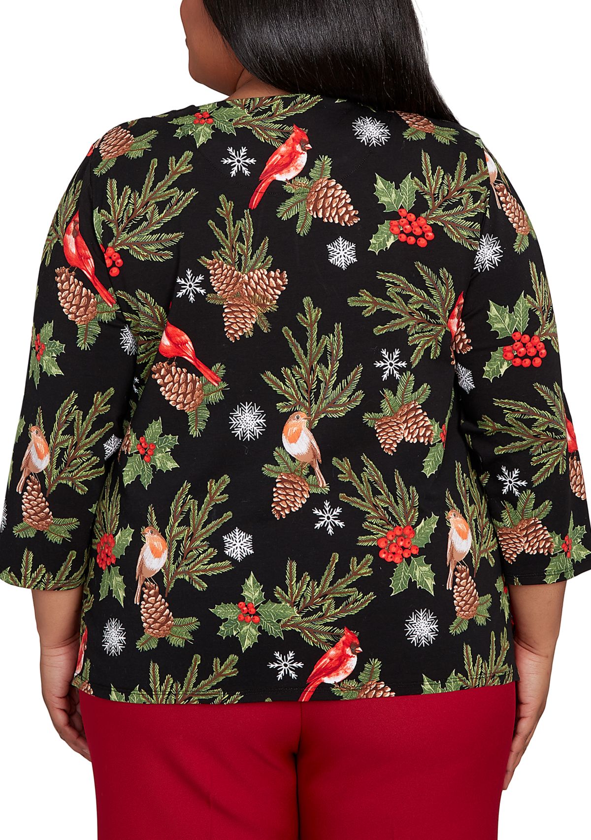 Plus Size Classics Cardinals & Pinecones Top 