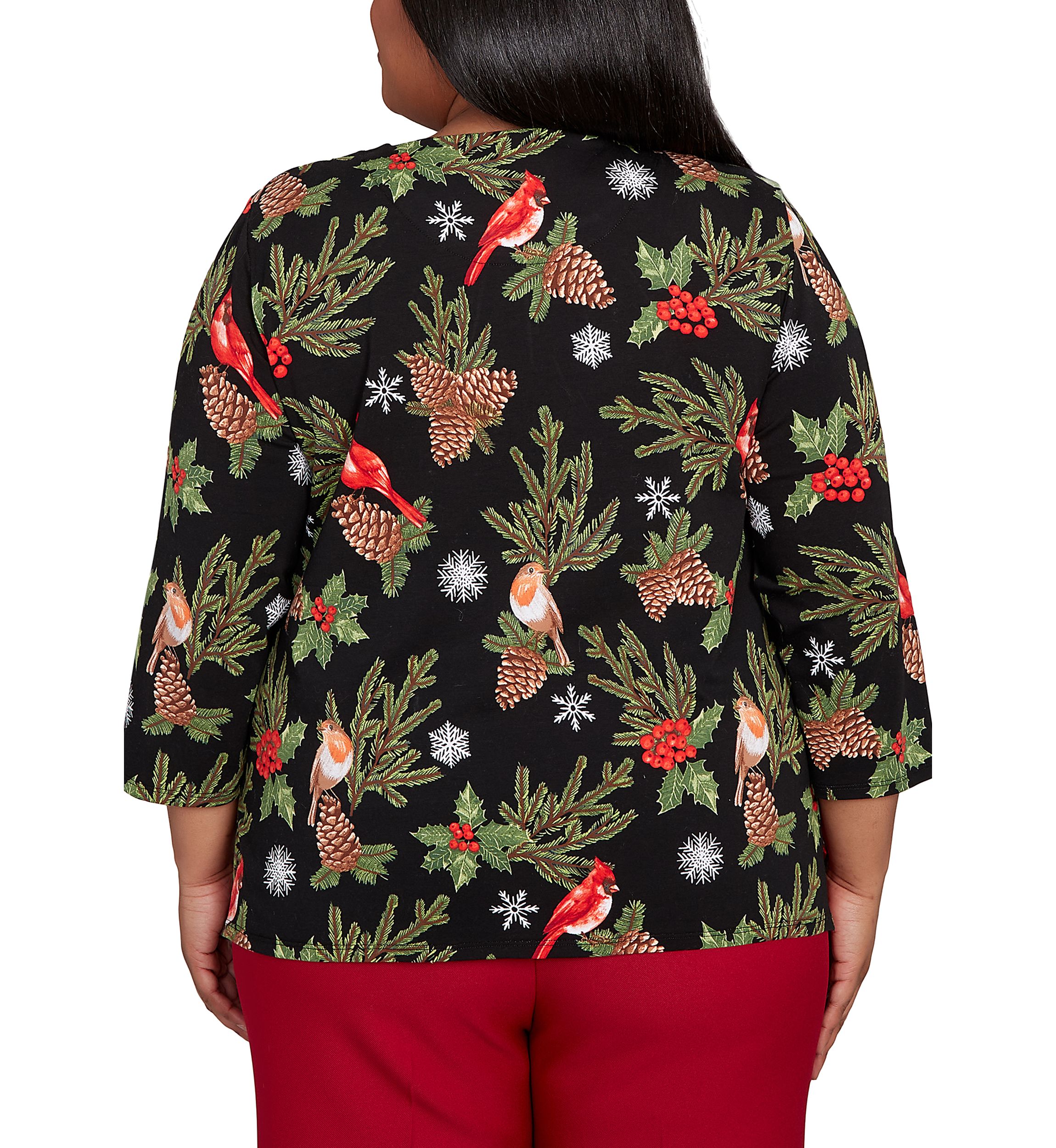 Plus Size Classics Cardinals & Pinecones Top 