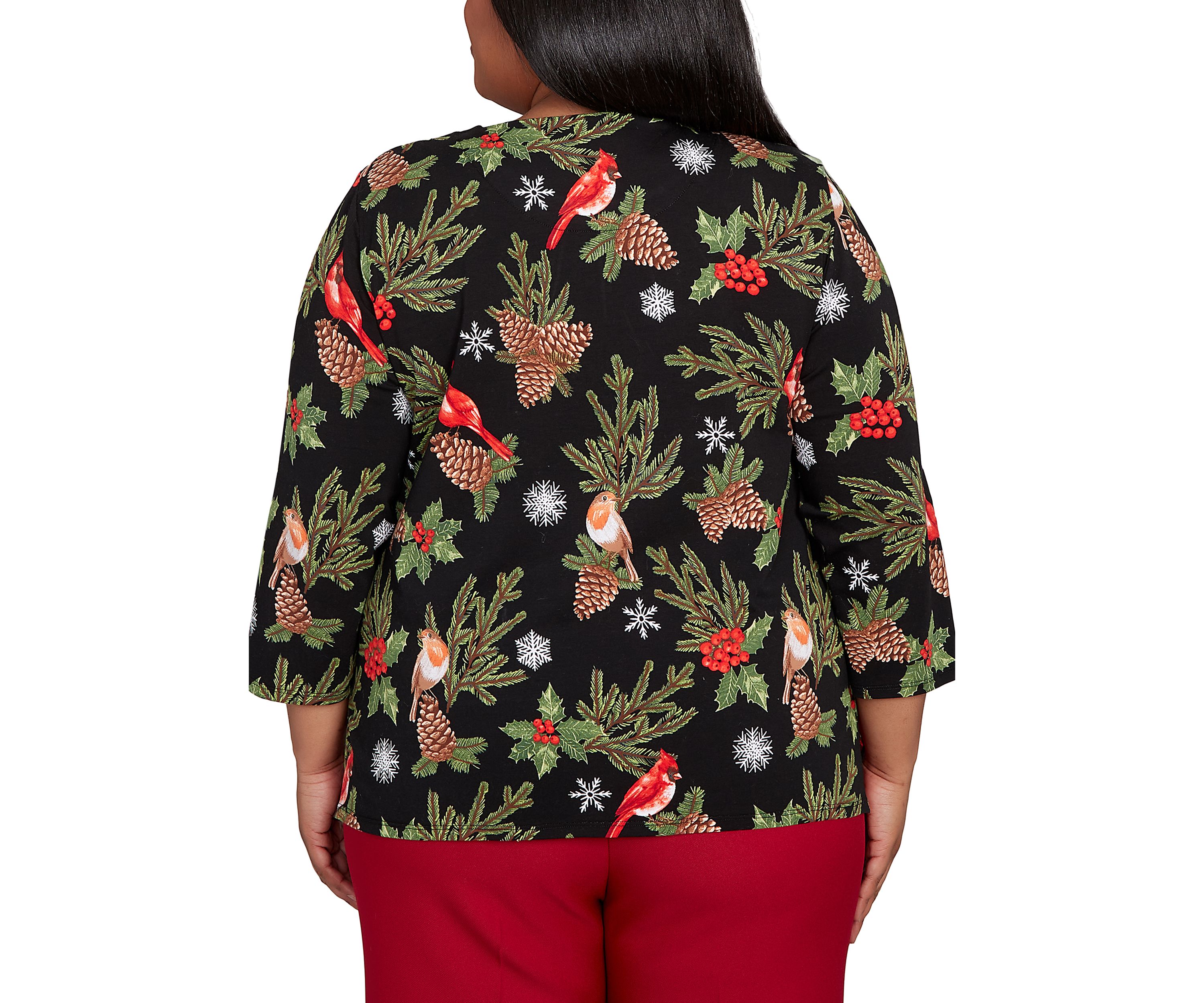 Plus Size Classics Cardinals & Pinecones Top 